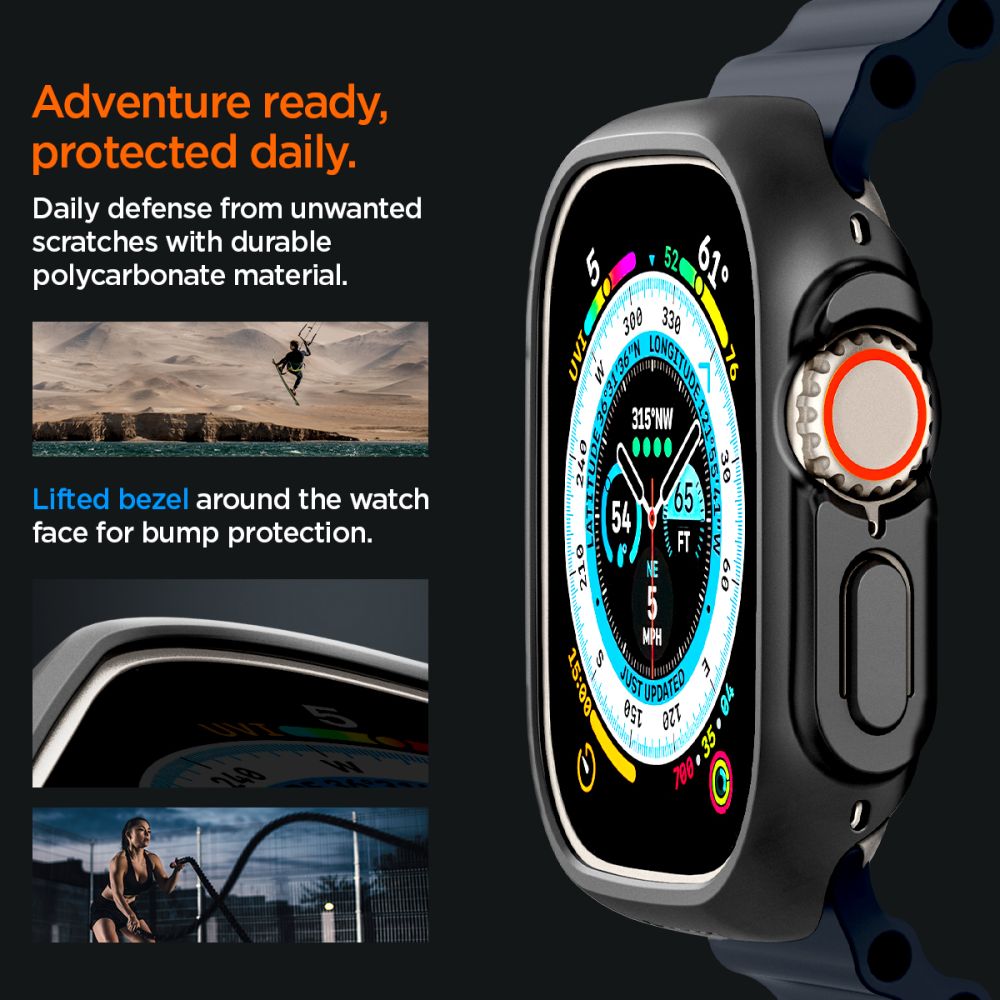 Spigen Thin Fit -kotelo Apple Watch Ultra -kellolle (49 mm) – musta