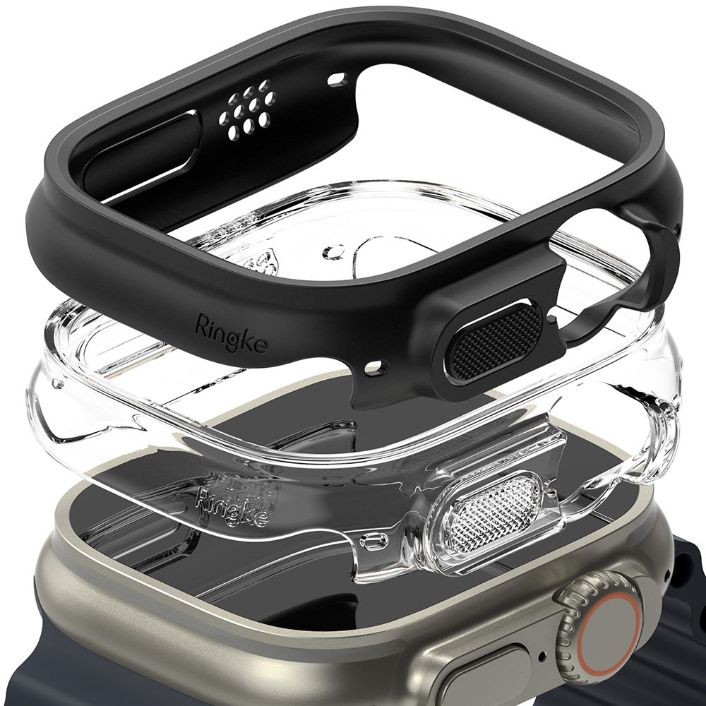 Ringke Slim -kotelopakkaus (2 kpl) Apple Watch Ultra 1/2 (49 mm) - kirkas ja mattamusta