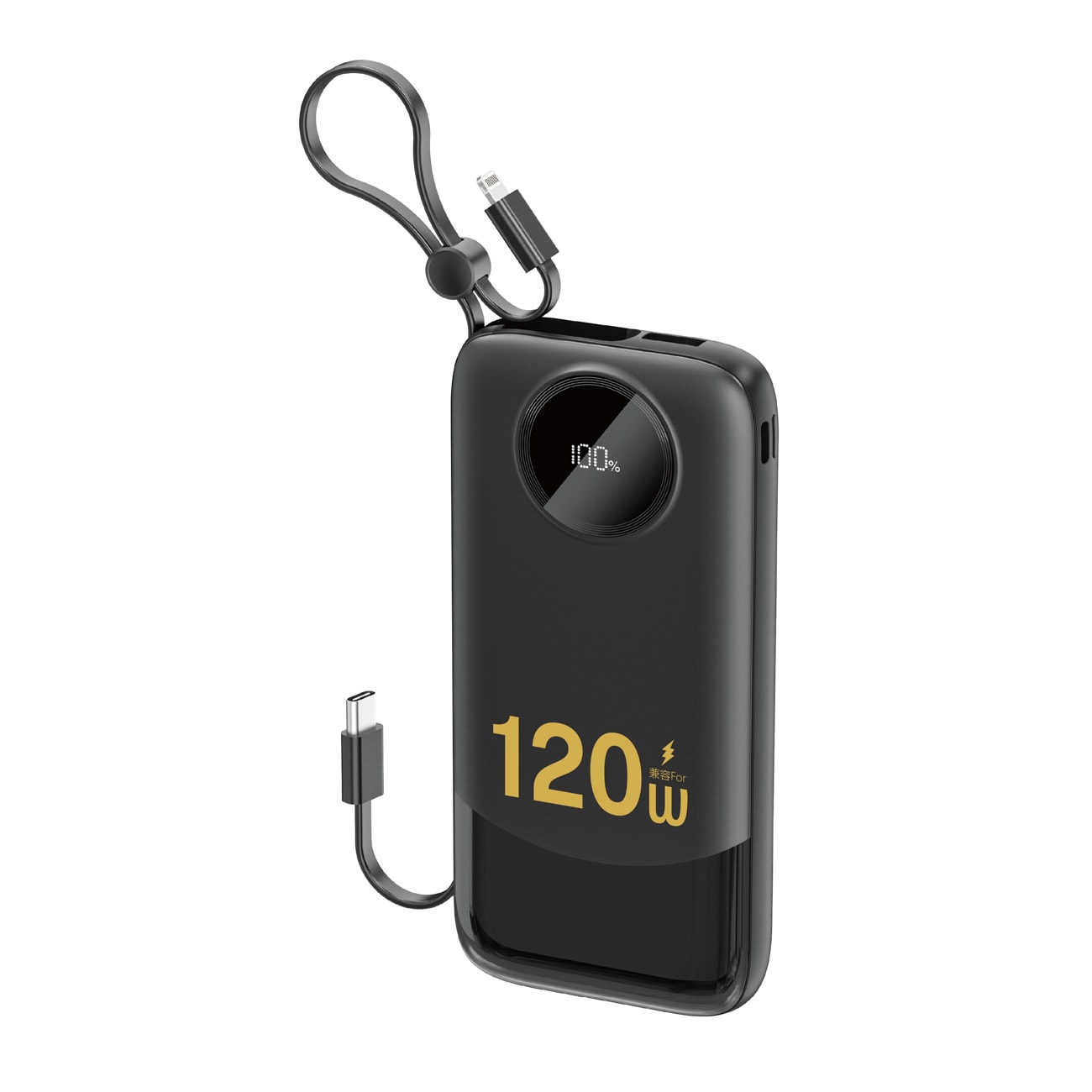 Dudao K13 10000mAh -varavirtalähde sisäänrakennetulla kaapelilla – musta