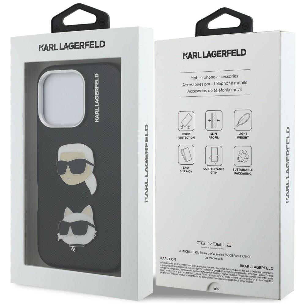 Karl Lagerfeld syksy-talvi Karl & Choupette -pääkuvioinen neulakotelo iPhone 16 Pro Maxille – musta