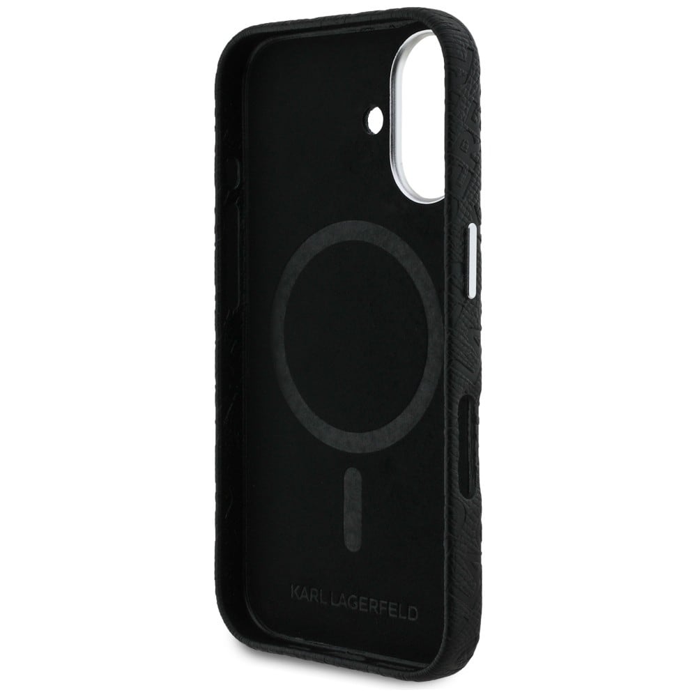 Karl Lagerfeldin syksy-talvi-malliston Karl MagSafe -suojakotelo iPhone 16:lle – musta