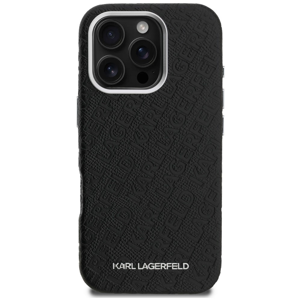 Karl Lagerfeldin FW-malliston Karl MagSafe -kotelo iPhone 16 Pro:lle – musta
