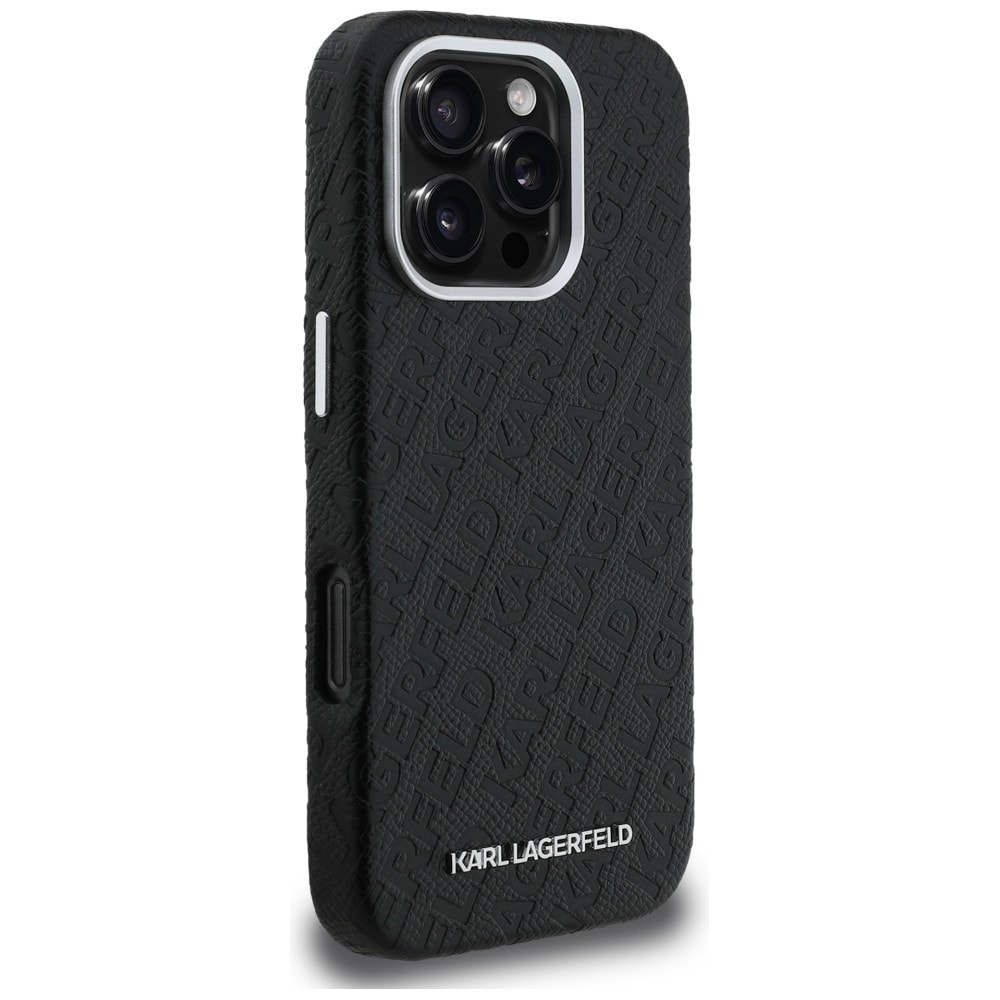 Karl Lagerfeldin FW-malliston Karl MagSafe -kotelo iPhone 16 Pro:lle – musta