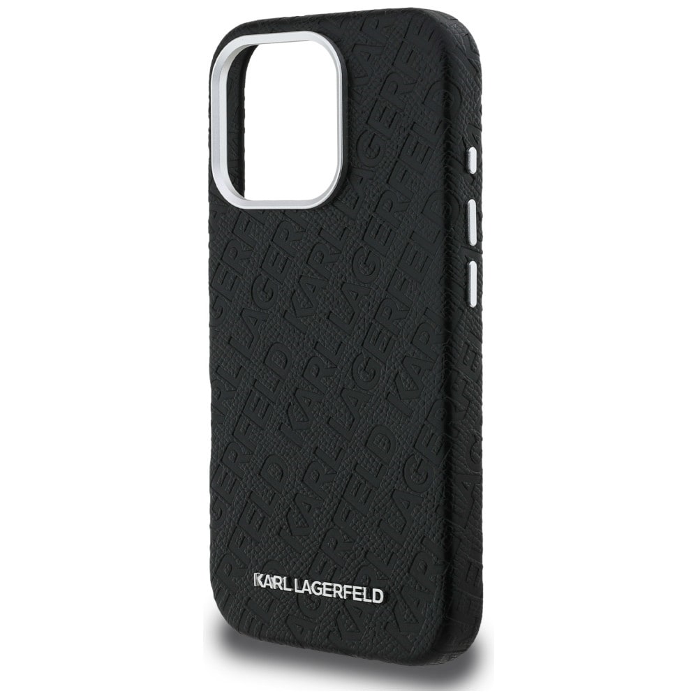 Karl Lagerfeldin FW-malliston Karl MagSafe -kotelo iPhone 16 Pro:lle – musta