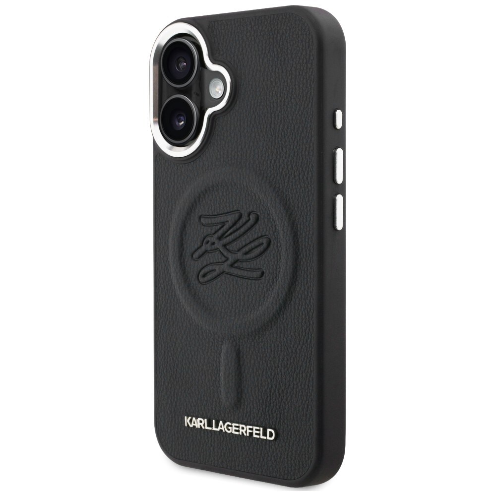 Karl Lagerfeldin Initial & Metal Logo MagSafe -suojakotelo iPhone 16:lle – musta