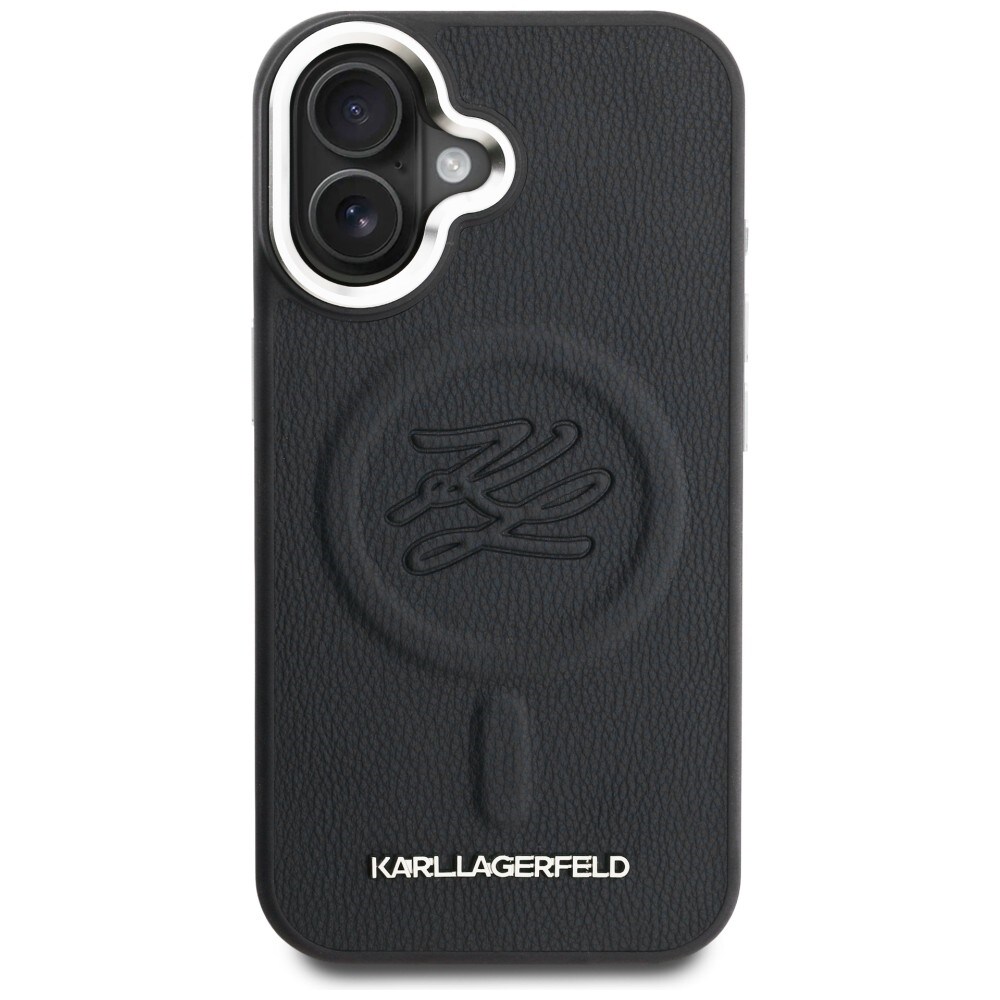 Karl Lagerfeldin Initial & Metal Logo MagSafe -suojakotelo iPhone 16:lle – musta