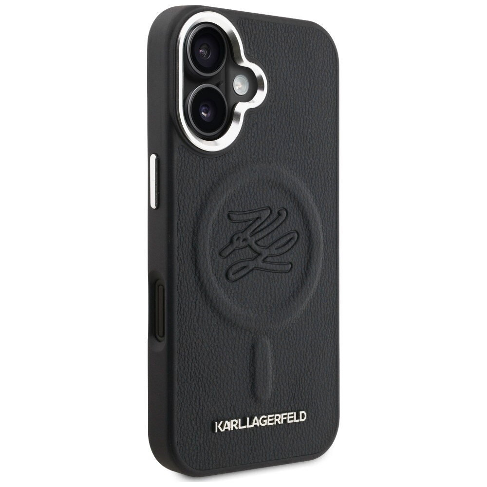 Karl Lagerfeldin Initial & Metal Logo MagSafe -suojakotelo iPhone 16:lle – musta