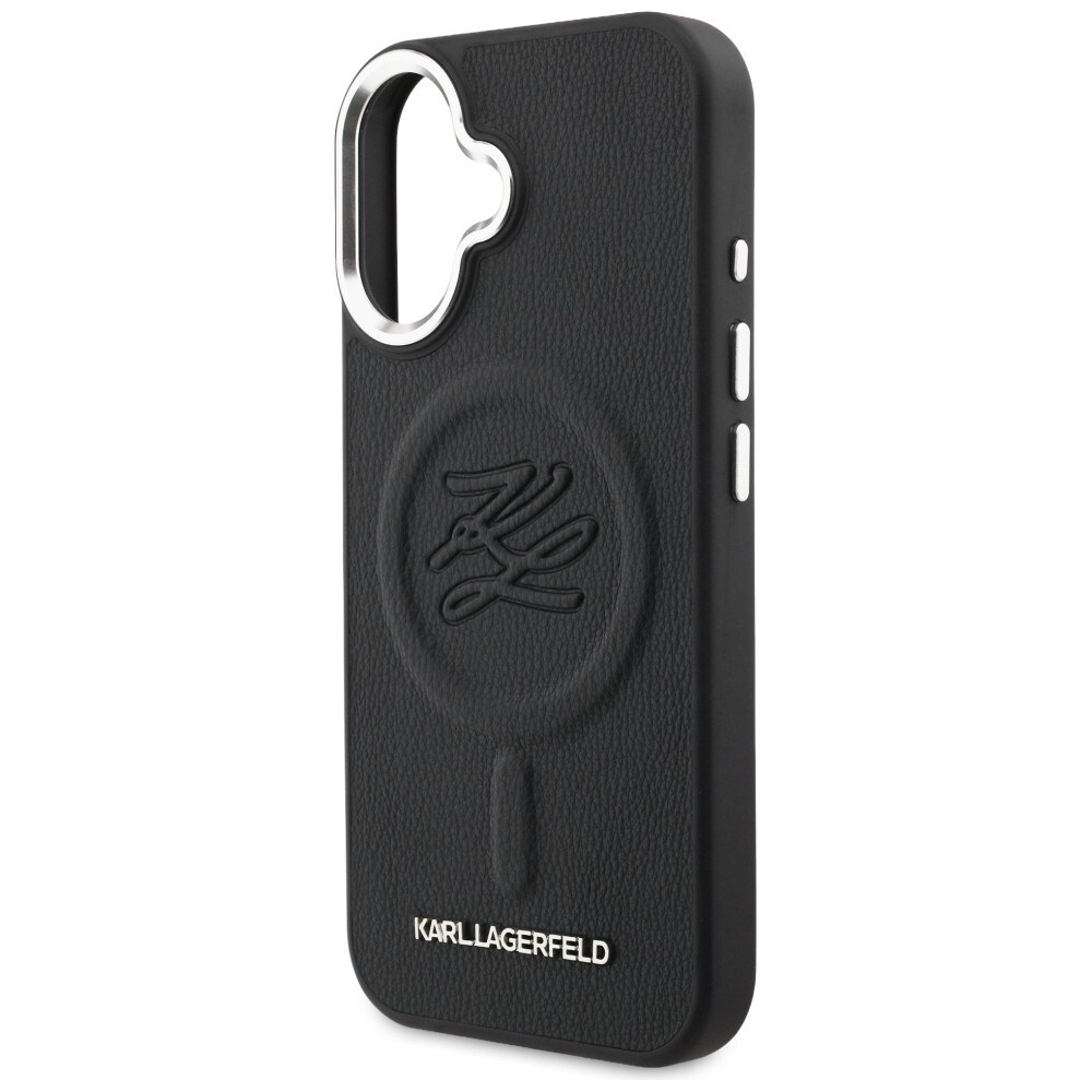 Karl Lagerfeldin Initial & Metal Logo MagSafe -suojakotelo iPhone 16:lle – musta