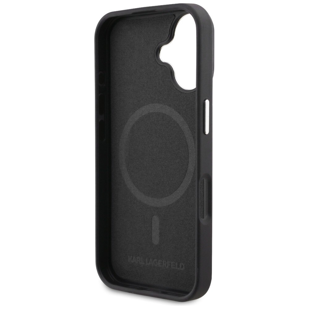 Karl Lagerfeldin Initial & Metal Logo MagSafe -suojakotelo iPhone 16:lle – musta