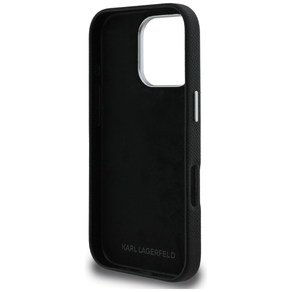 Karl Lagerfeld syksy/talvi Grained Signature Logo -suojakotelo iPhone 16 Pro:lle – musta