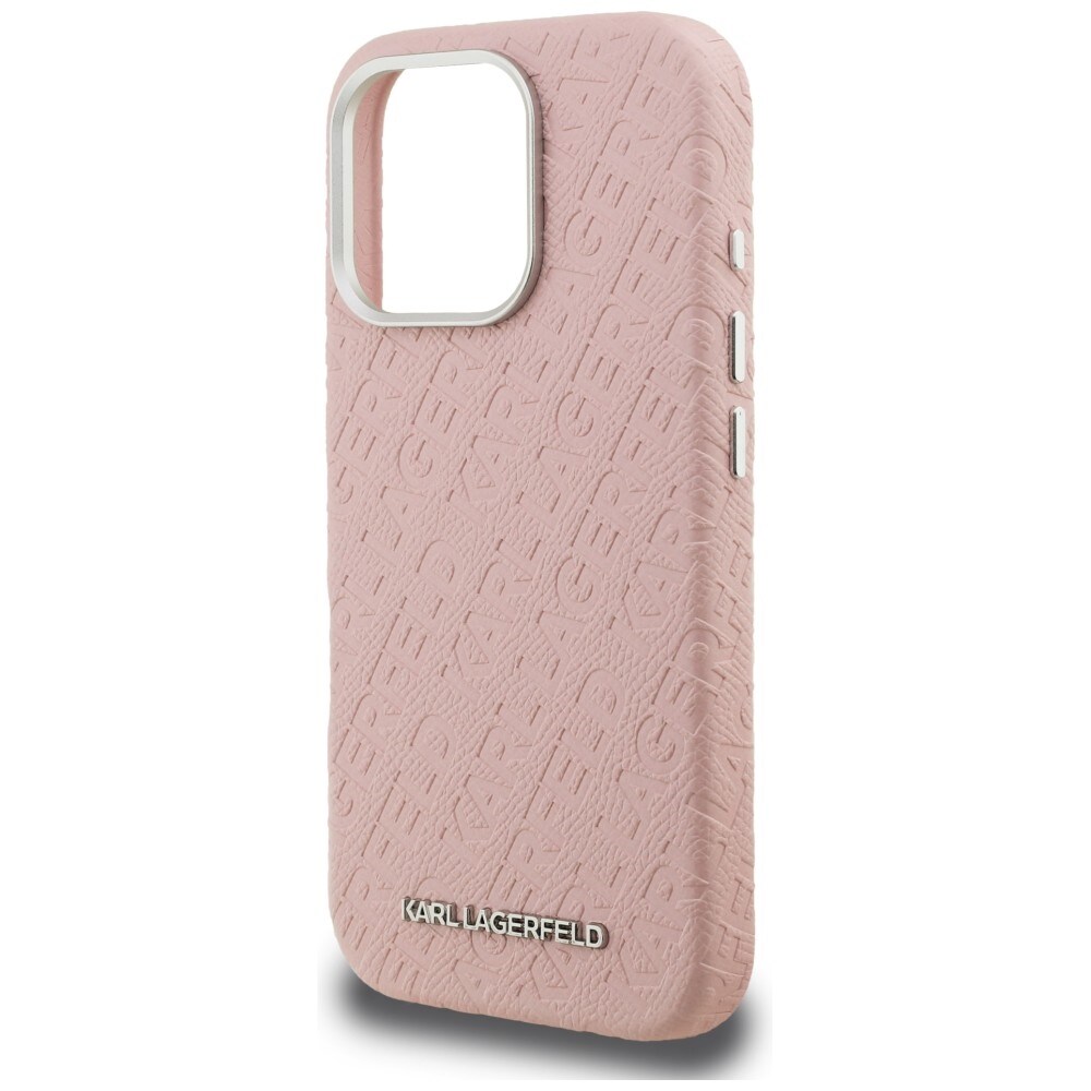 Karl Lagerfeldin FW-malliston Karl MagSafe -suojakotelo iPhone 16 Pro:lle – vaaleanpunainen