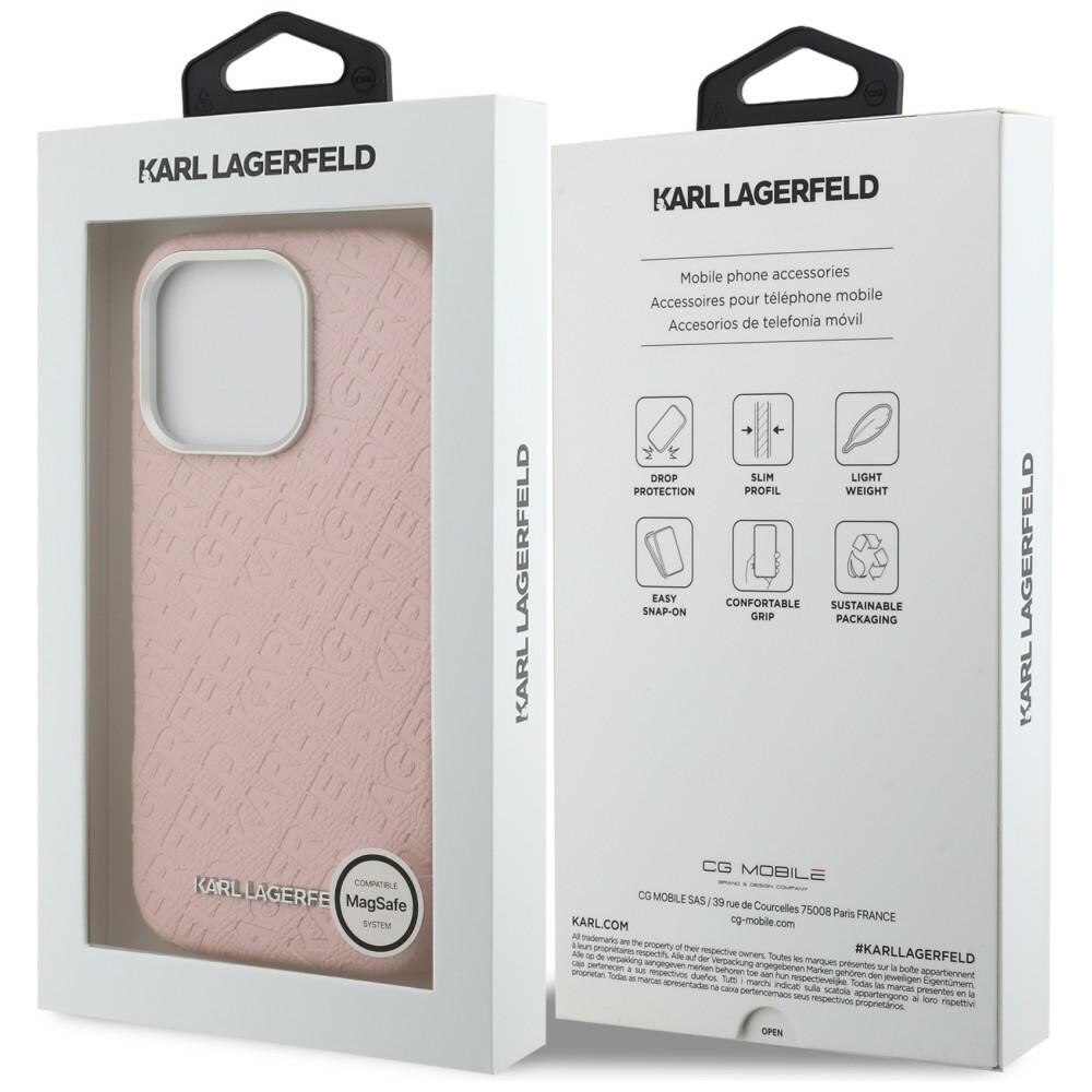 Karl Lagerfeldin FW-malliston Karl MagSafe -kotelo iPhone 16 Pro Maxille – vaaleanpunainen