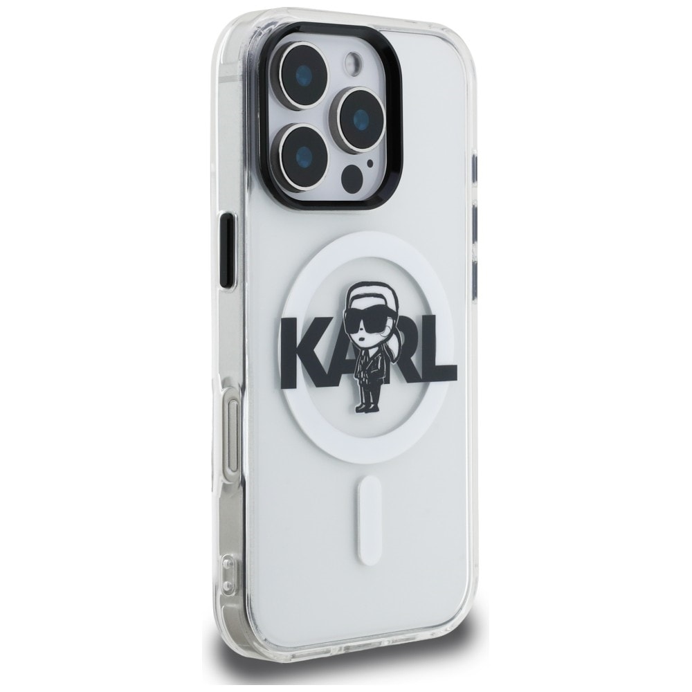 Karl Lagerfeld IML Karl Sketch Logo MagSafe -suojakotelo iPhone 16 Pro Maxille – läpinäkyvä