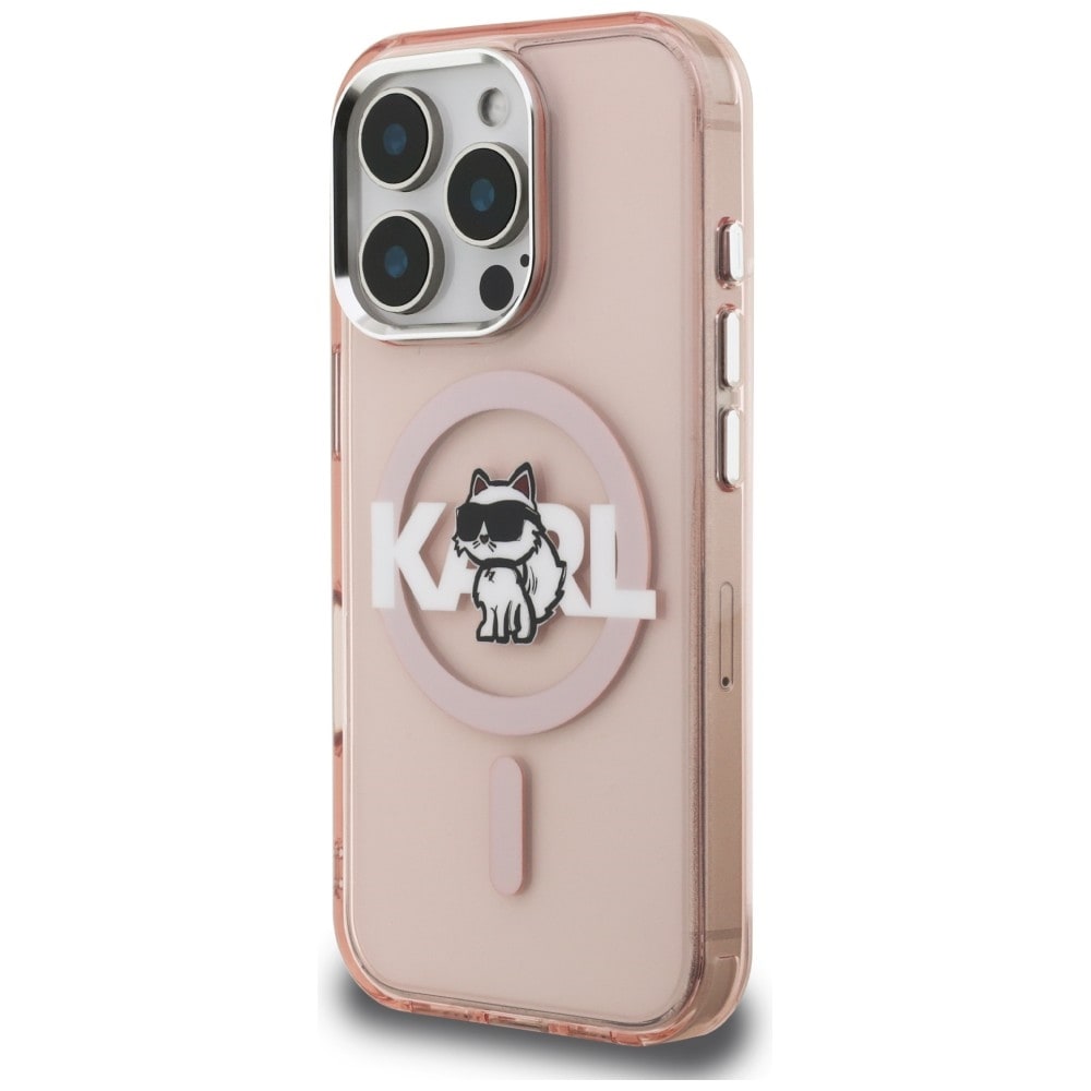 Karl Lagerfeld IML Choupette Sketch Logo MagSafe -suojakotelo iPhone 16 Pro Max – vaaleanpunainen