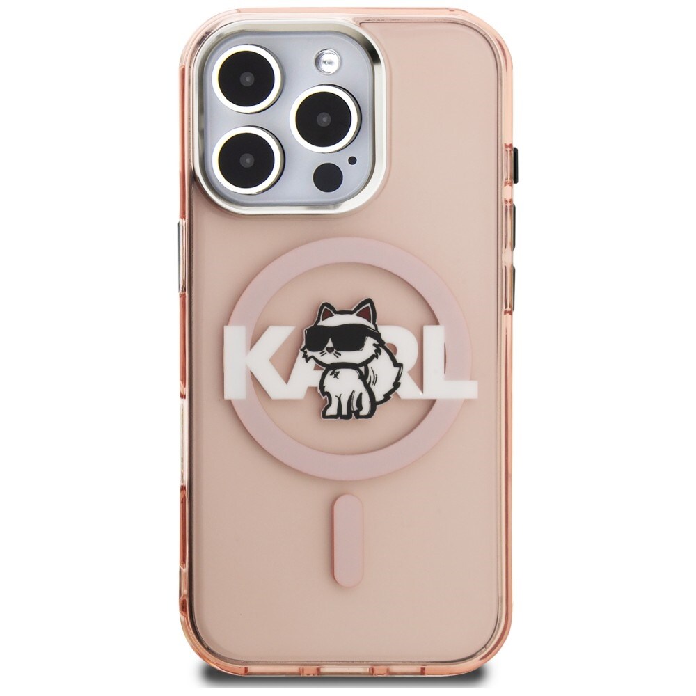 Karl Lagerfeld IML Choupette Sketch Logo MagSafe -suojakotelo iPhone 16 Pro Max – vaaleanpunainen