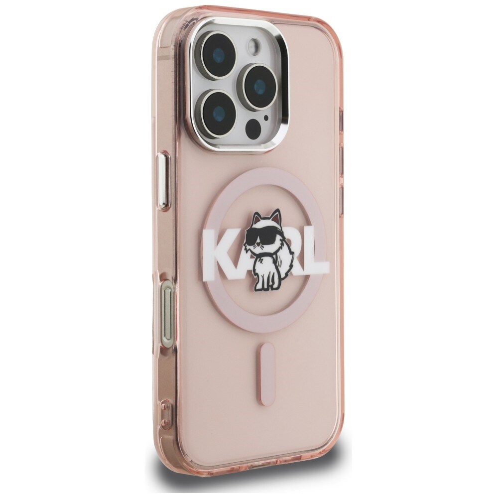 Karl Lagerfeld IML Choupette Sketch Logo MagSafe -suojakotelo iPhone 16 Pro Max – vaaleanpunainen