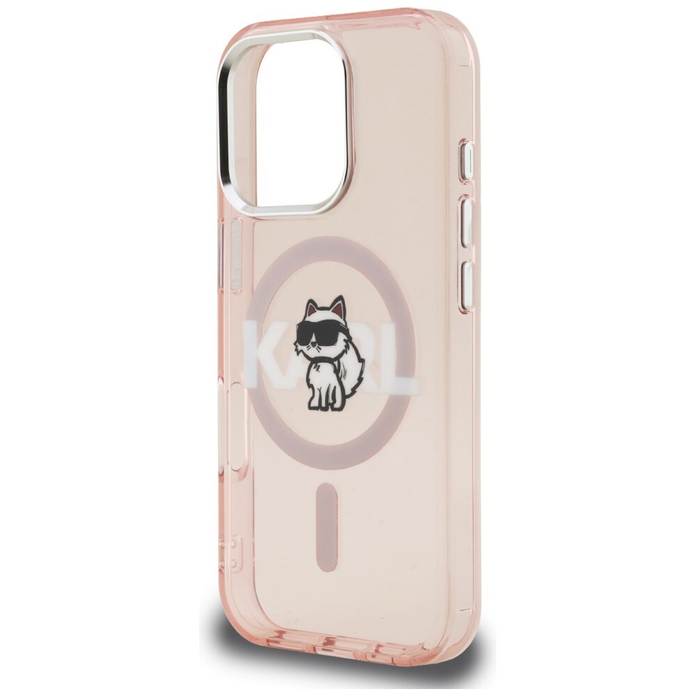 Karl Lagerfeld IML Choupette Sketch Logo MagSafe -suojakotelo iPhone 16 Pro Max – vaaleanpunainen