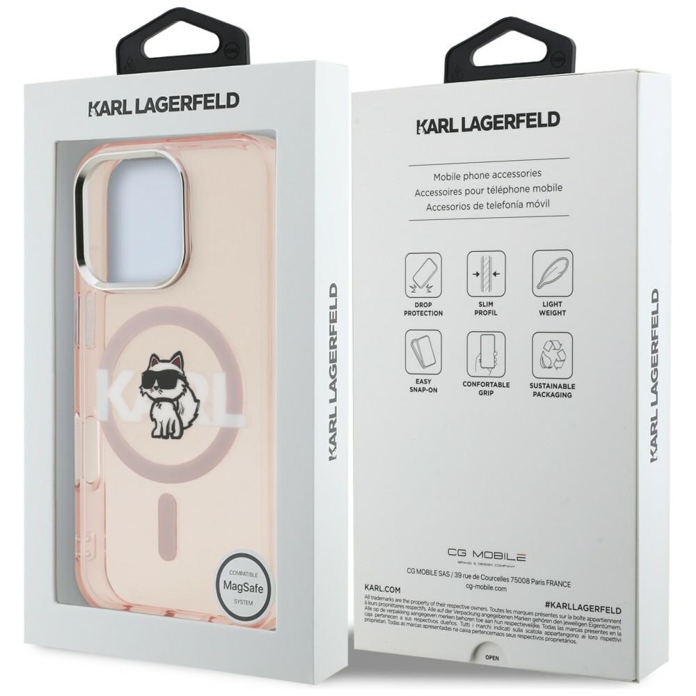 Karl Lagerfeld IML Choupette Sketch Logo MagSafe -suojakotelo iPhone 16 Pro Max – vaaleanpunainen