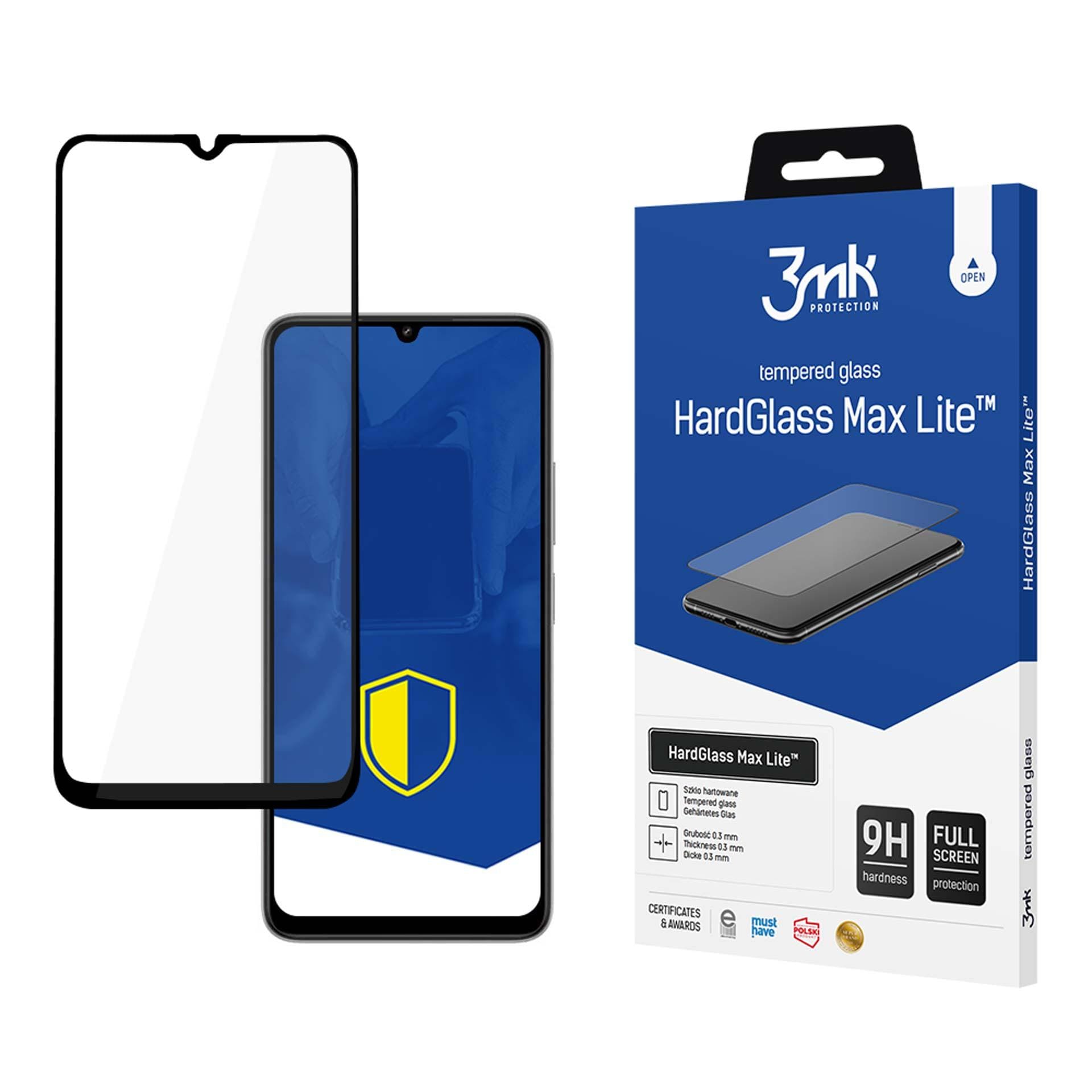Karkaistu lasi 3mk HardGlass Max Lite, musta kehys, Xiaomi Redmi 13C 5G -mallille