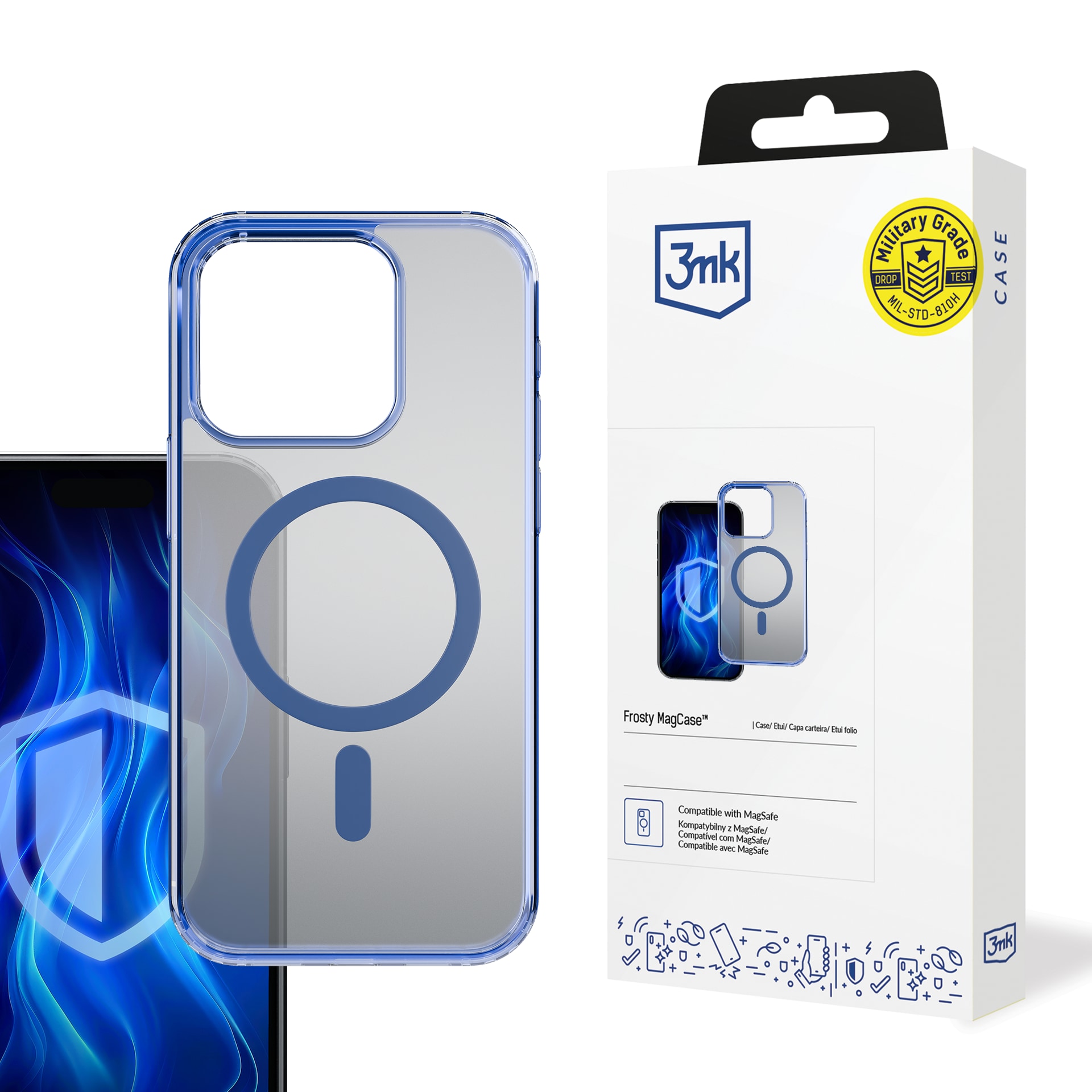 3mk Frosty MagCase -sininen kotelo Apple iPhone 13 Pro Maxille – läpinäkyvä