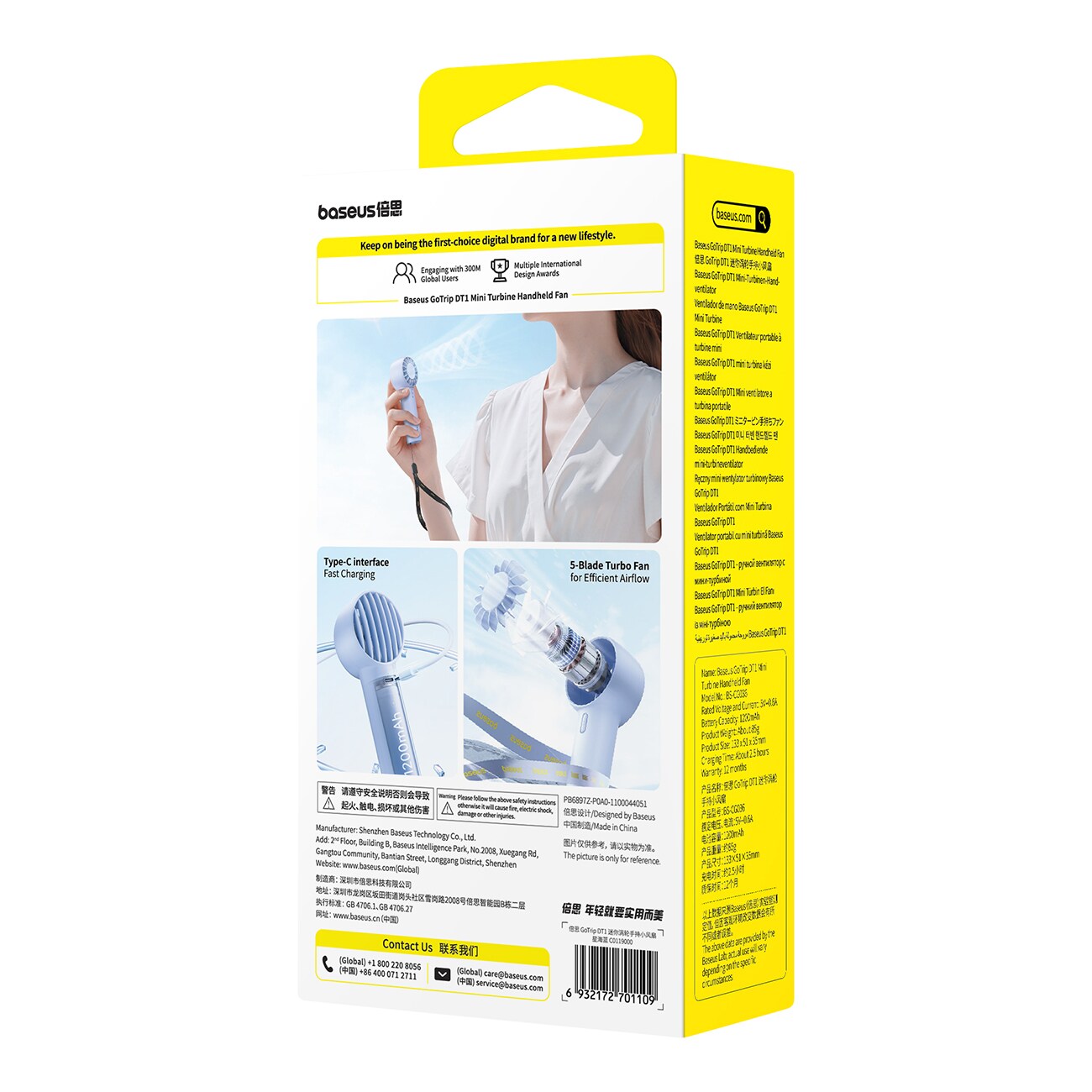 Baseus GoTrip DT1 -tuuletin – sininen
