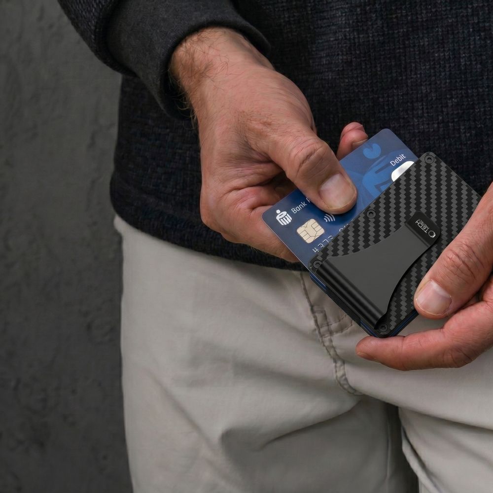 Tech-Protect Thorn RFID-lompakko, hiilikuitua – Svart