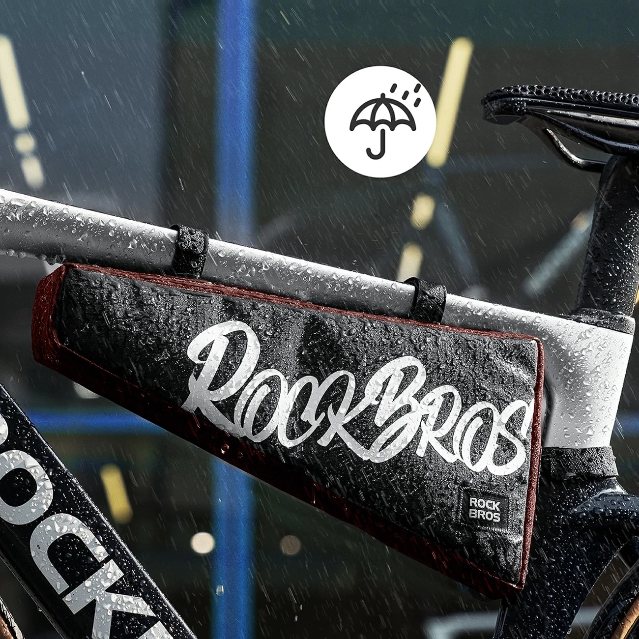 Rockbros G008 Flash Journey -pyörälaukku, kolmionmuotoisella kehyksellä, XL, 1,9 l – musta ja punainen