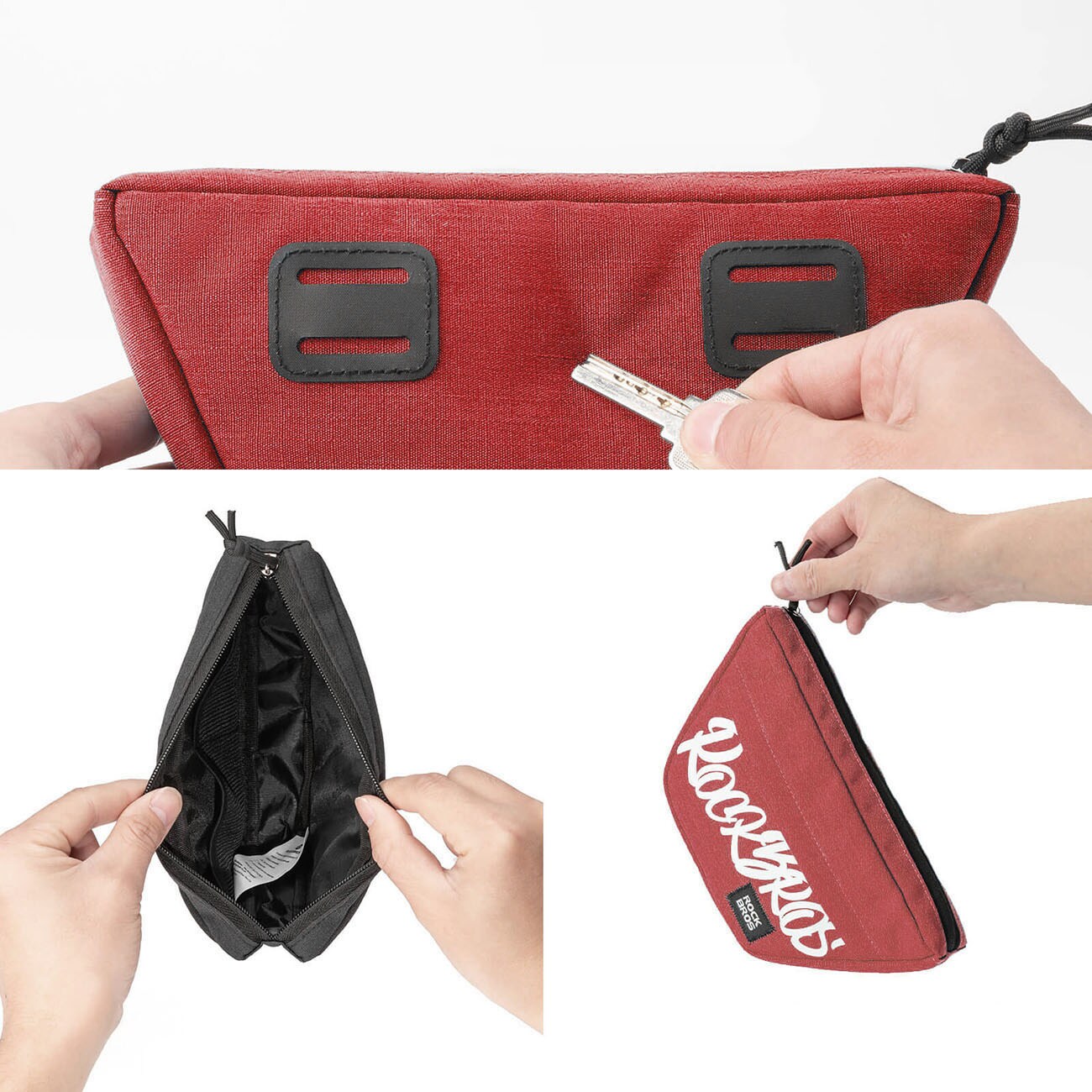 Rockbros G011 Flash Journey -pyörälaukku trapetsimalliselle ohjaustangolle, 0,7 l – punainen