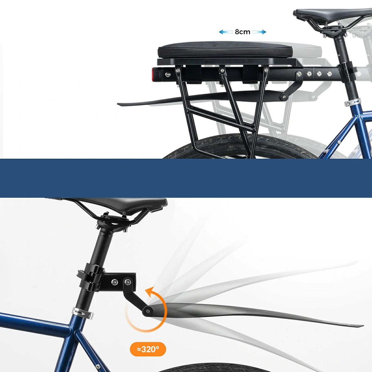 Rockbros RBHJ-1 Black Diamond -pyöräteline lokasuojilla ja pikakiinnityksellä 26–29” MTB – musta