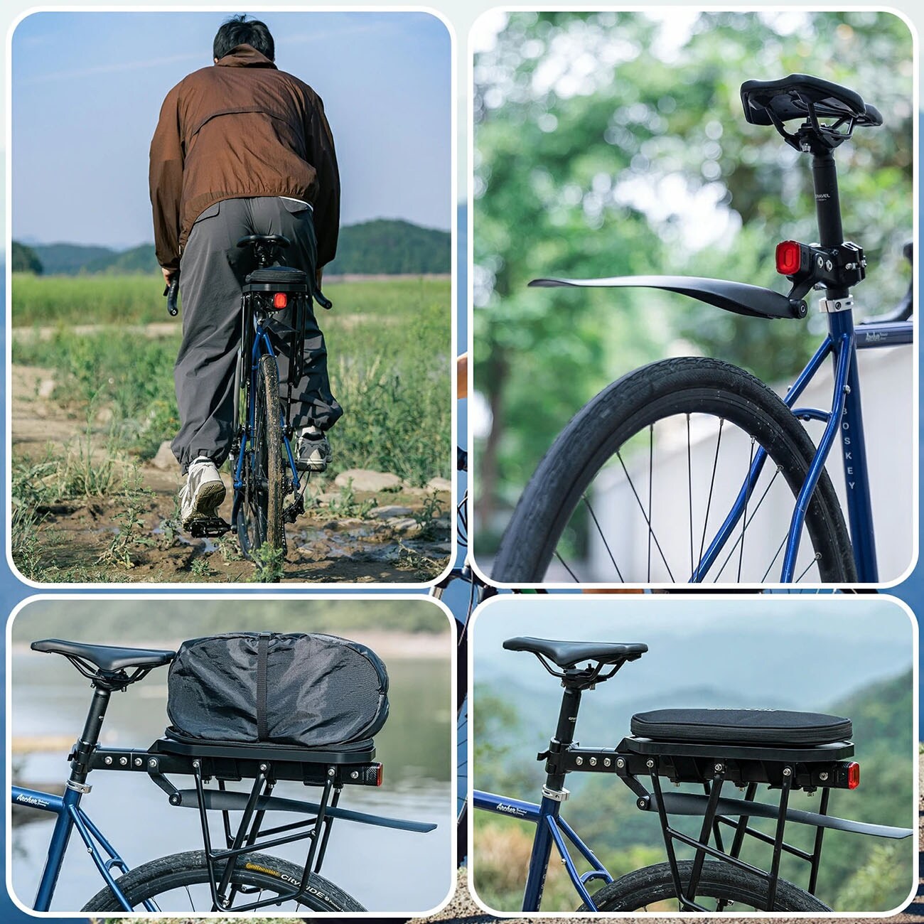 Rockbros RBHJ-1 Black Diamond -pyöräteline lokasuojilla ja pikakiinnityksellä 26–29” MTB – musta