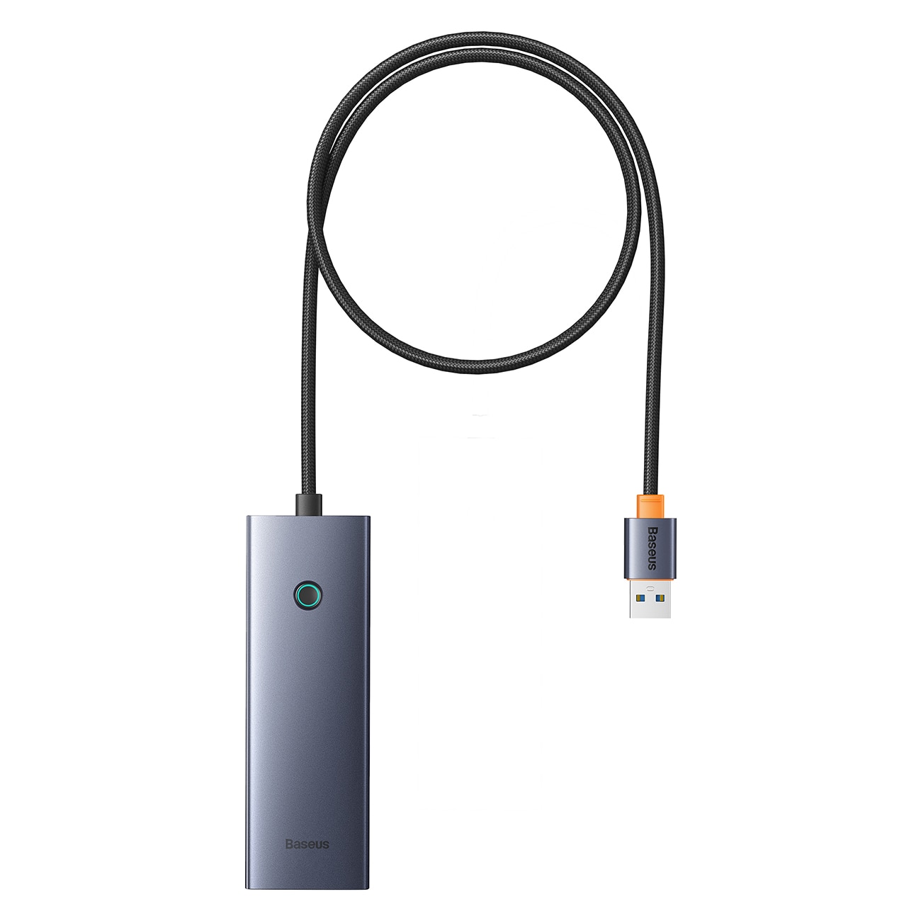 Baseus UltraJoy -sarjan USB-A-jakaja, 4 x USB-A 3.0, 1 x USB-C, 5 V, 50 cm – harmaa