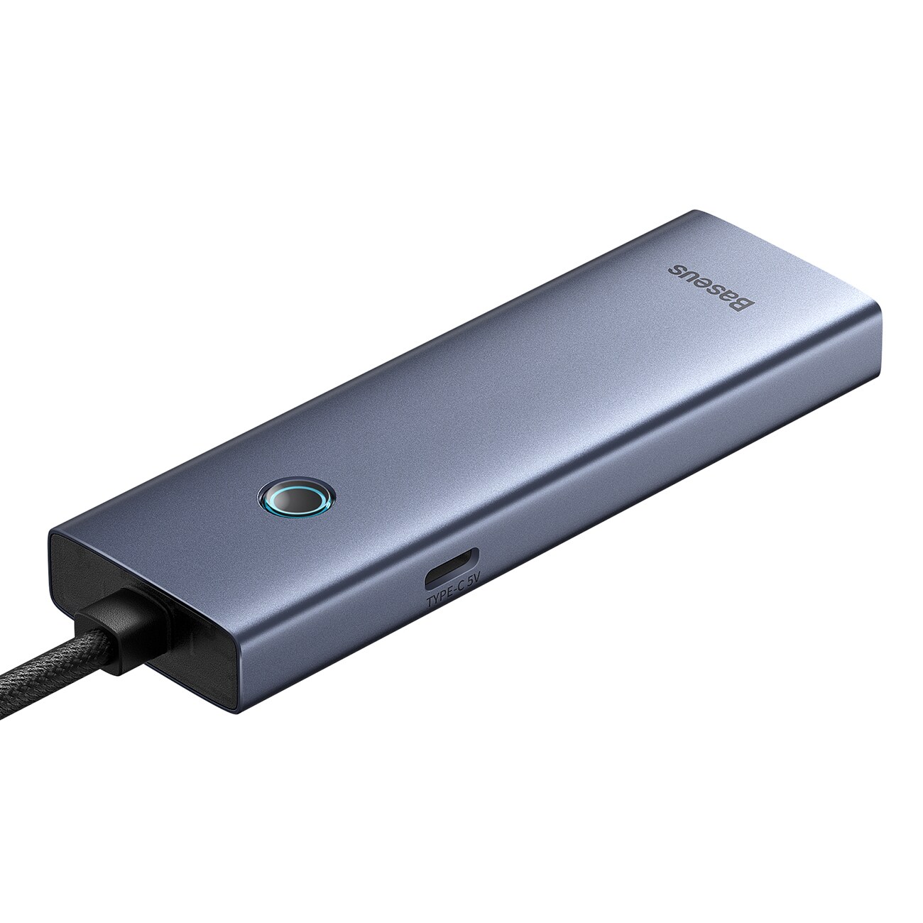 Baseus UltraJoy -sarjan USB-A-jakaja, 4 x USB-A 3.0, 1 x USB-C, 5 V, 50 cm – harmaa