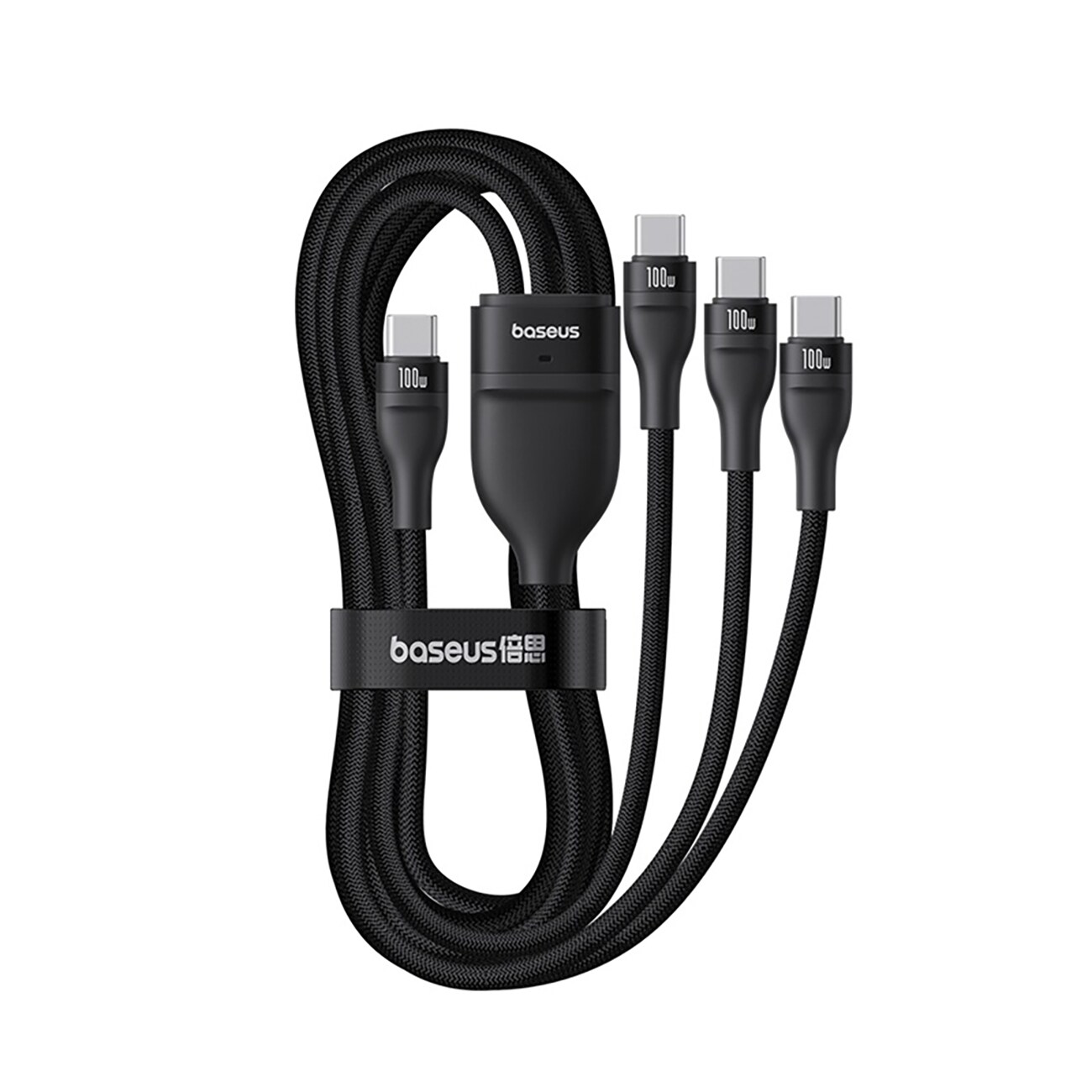 Baseus Flash 100 W 3-in-1 USB-C-kaapeli, 1,5 m – Svart / PD-kaapeli / Monitoimikaapeli