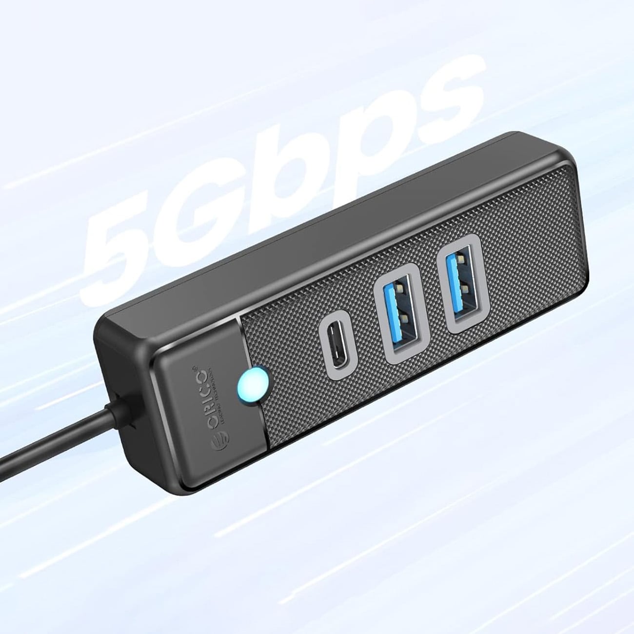 Orico PWC2U-U3 3-porttinen USB-jakaja, 2 x USB-A 3.0, 1 x USB-C 3.0, 0,15 m – musta