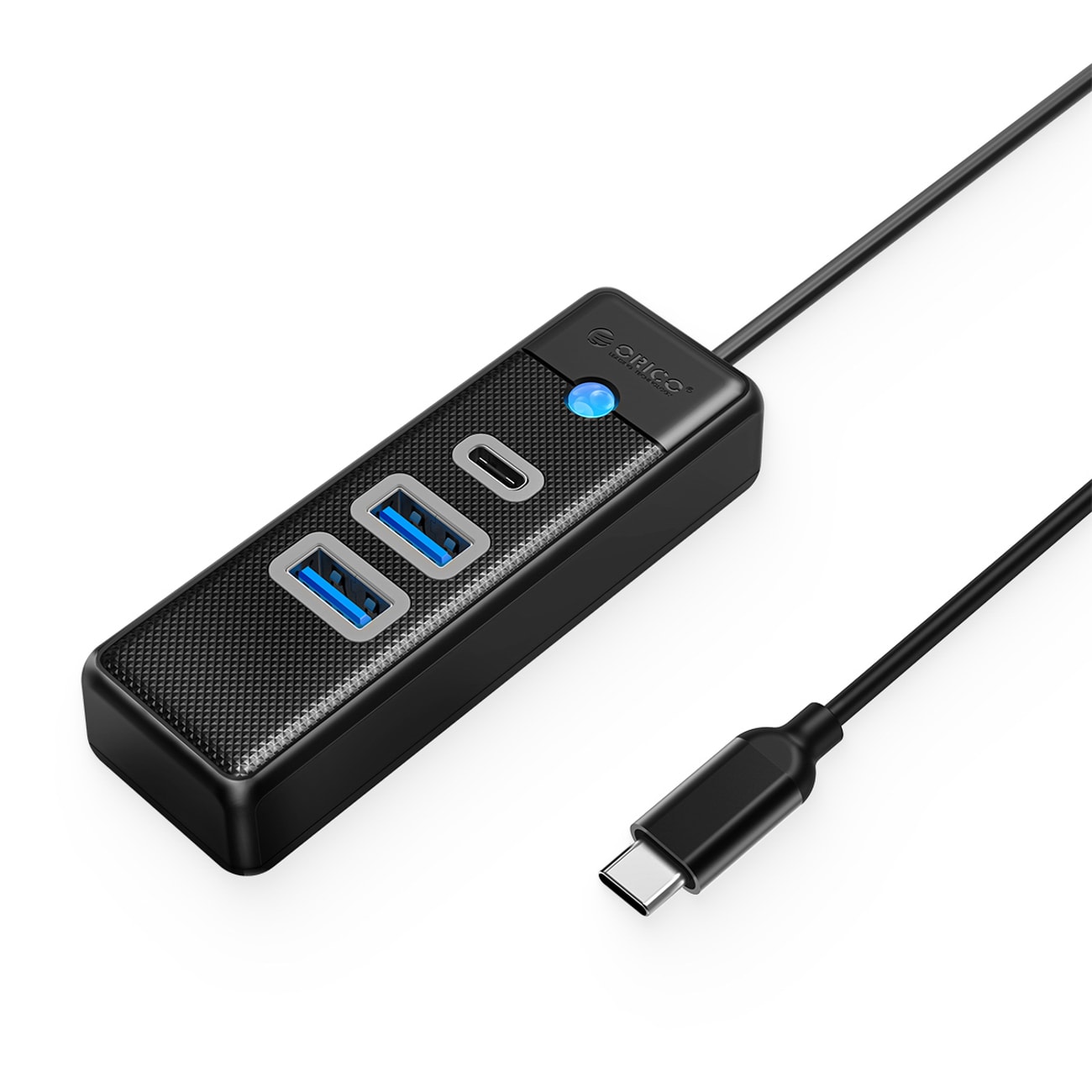 Orico PWC2U-C3 3-porttinen USB-jakaja, 2 x USB-A 3.0, 1 x USB-C 3.0, 0,5 m – musta