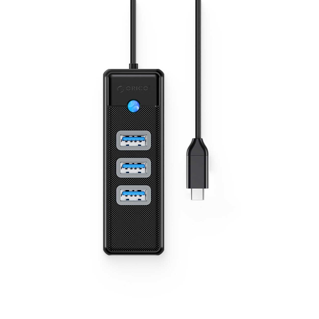 Orico PW3UR25-C3 USB-jakaja, 4 porttia: 3 x USB-A 3.0, 1 x RJ45 2,5 G Ethernet, 1,8 m – musta