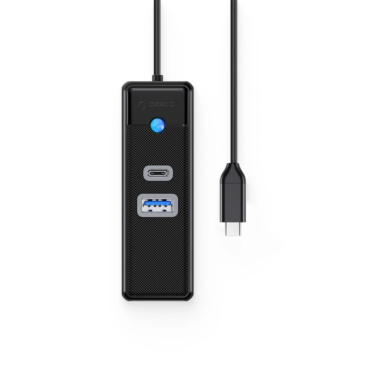Orico PW3UR25-C3 3-porttinen USB-jakaja: USB-A 3.0, USB-C 3.0, RJ45 2,5G Ethernet, 1 m – musta