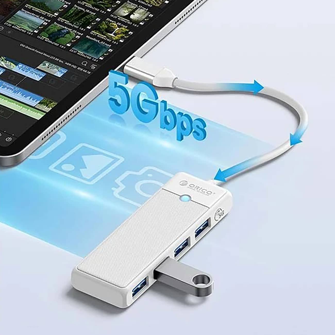 Orico PAPW4A-C3 USB-jakaja, 4 porttia, 4 x USB-A 3.0, 0,15 m – valkoinen