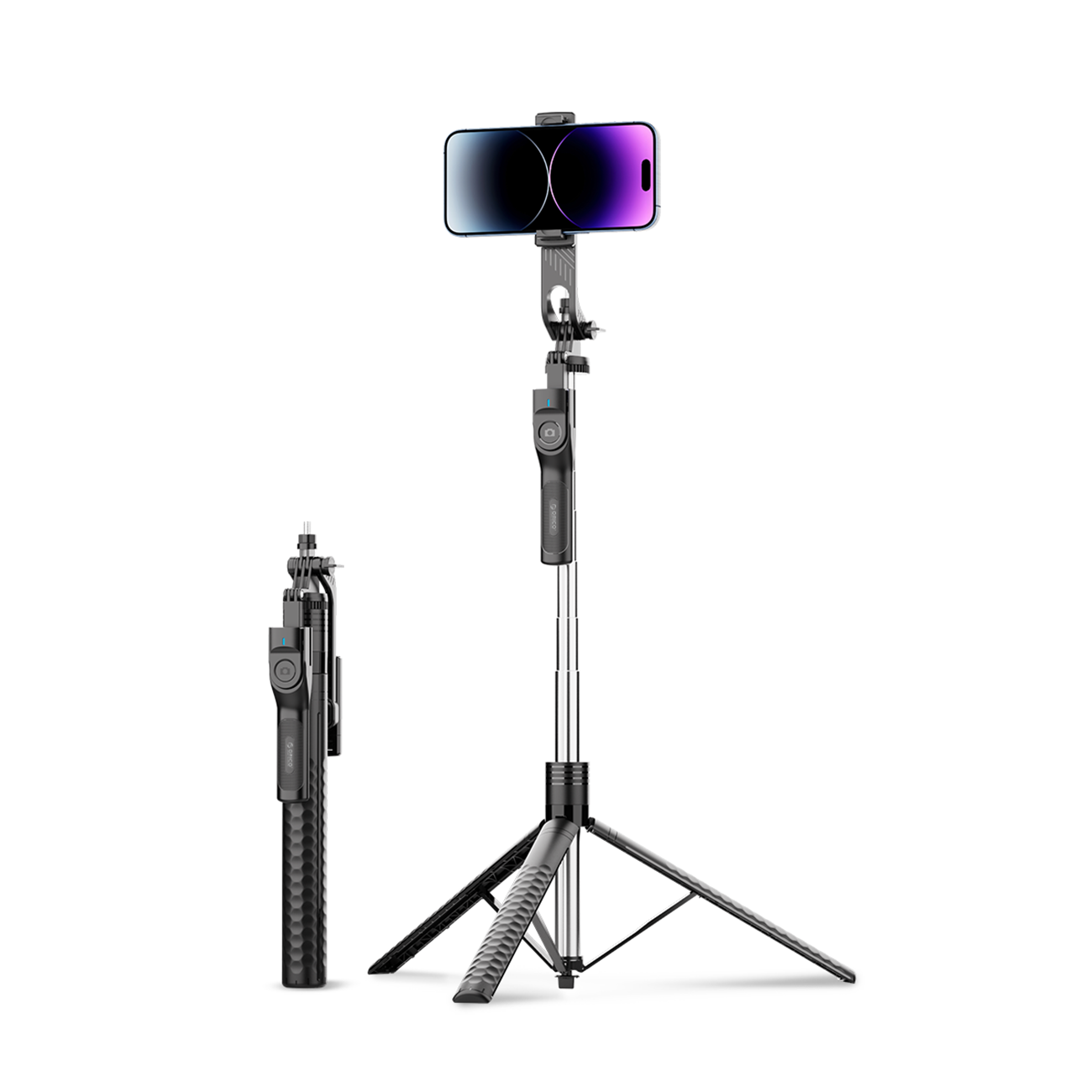 Orico SPM190 selfiekeppi, 1/4" kolmijalka puhelimen kameralle, 360° kierto, BT 5.2, musta