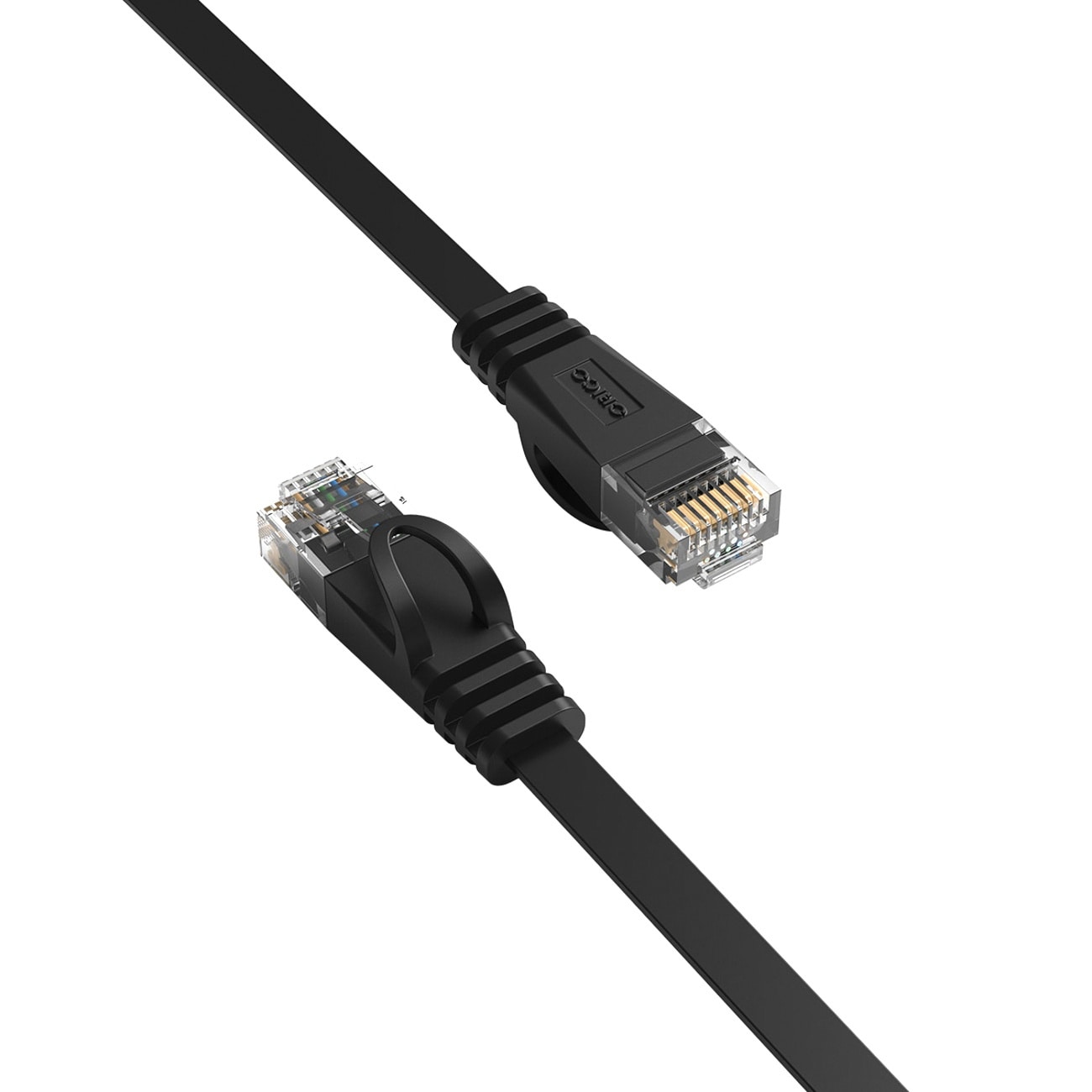 Orico PUG-C7B CAT7 10 Gbps RJ45 Ethernet-verkkokaapeli, Internet/LAN, litteä, 15 m – musta