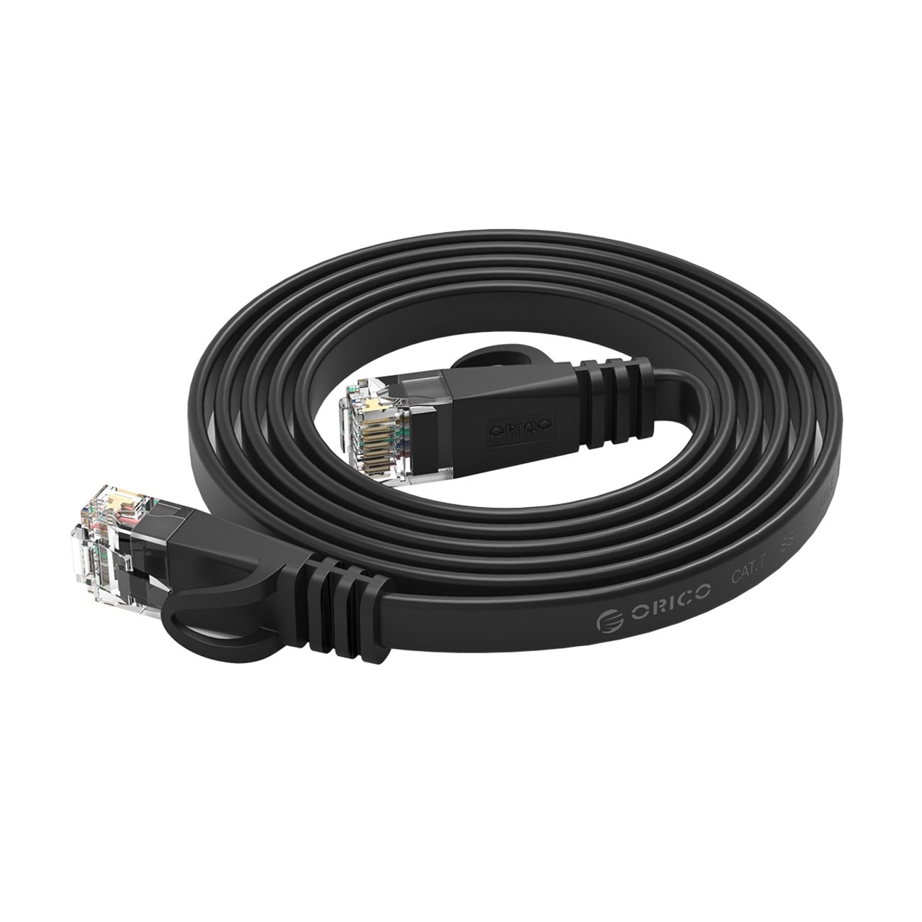 Orico PUG-C7B CAT7 10 Gbps RJ45 Ethernet-verkkokaapeli, Internet/LAN, litteä, 15 m – musta