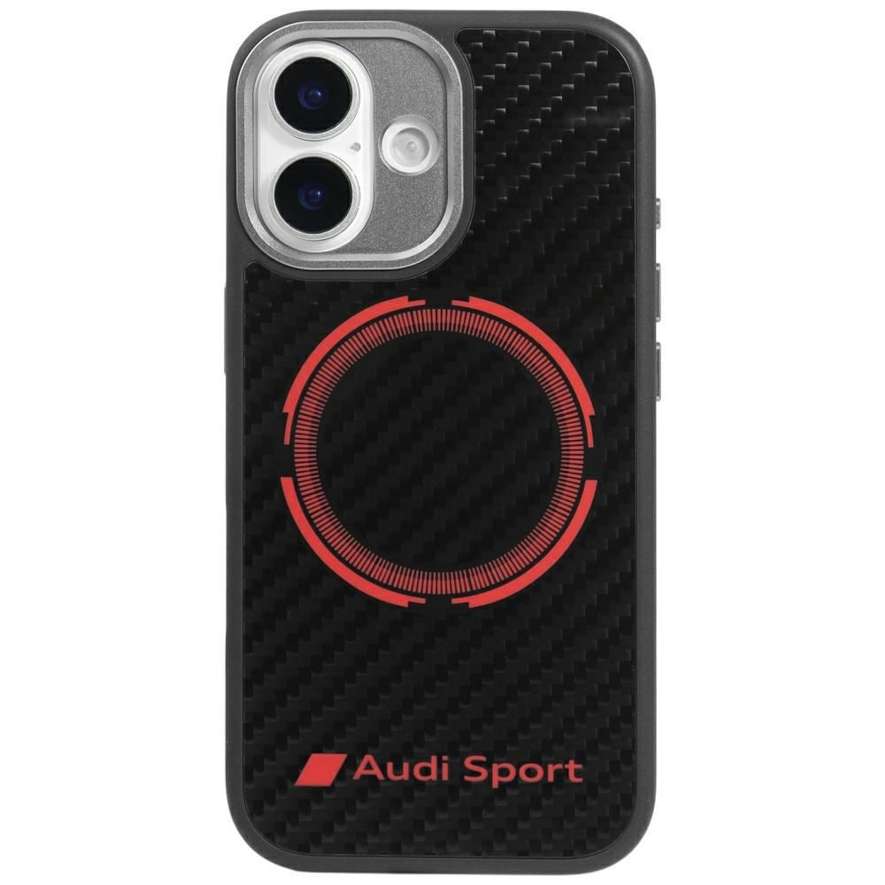 Audi RSQ -hiilikuituinen Sport Red Circle MagSafe -suojakotelo iPhone 17:lle – musta