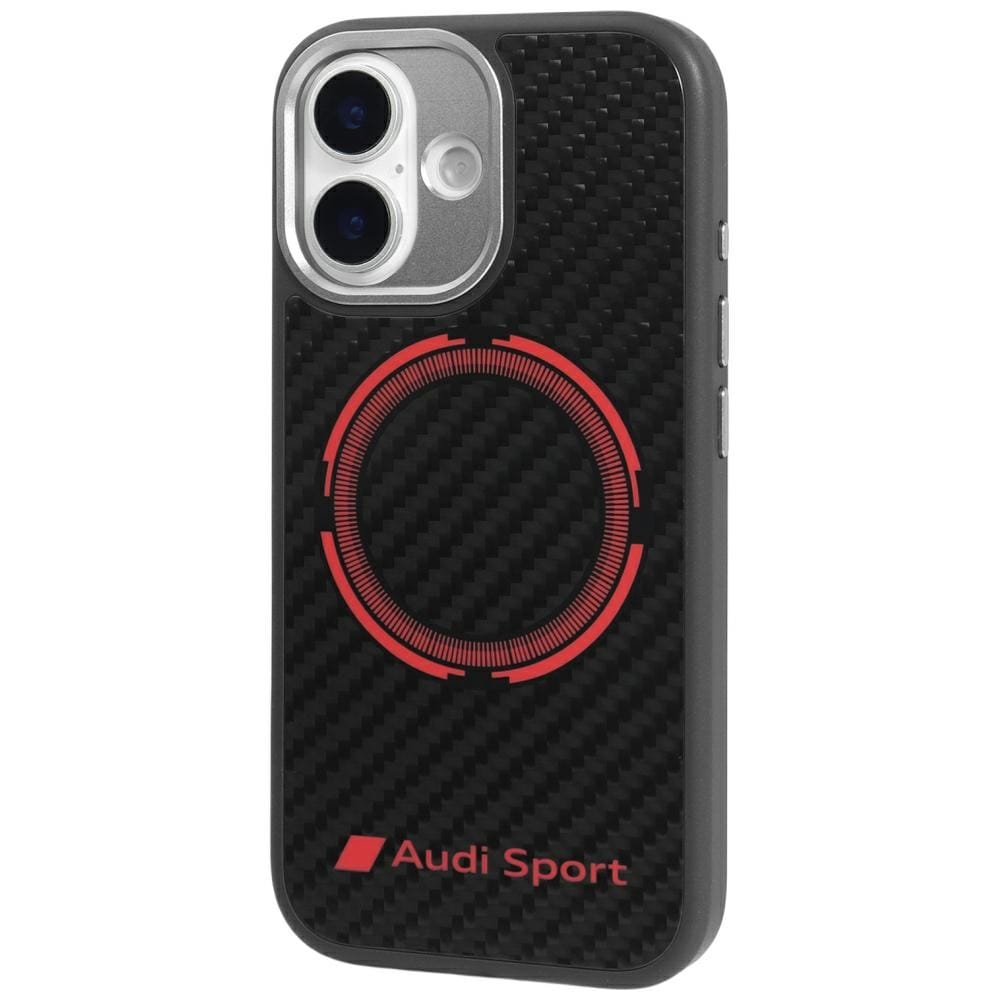 Audi RSQ -hiilikuituinen Sport Red Circle MagSafe -suojakotelo iPhone 17:lle – musta
