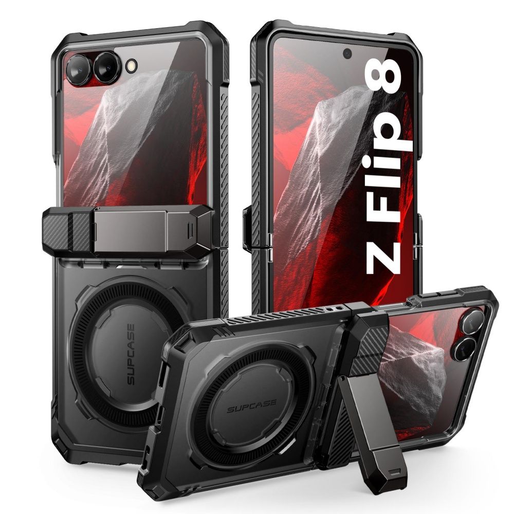 Supcase UB Grip Mag MagSafe -kotelo Samsung Galaxy Z Flip 8:lle – musta
