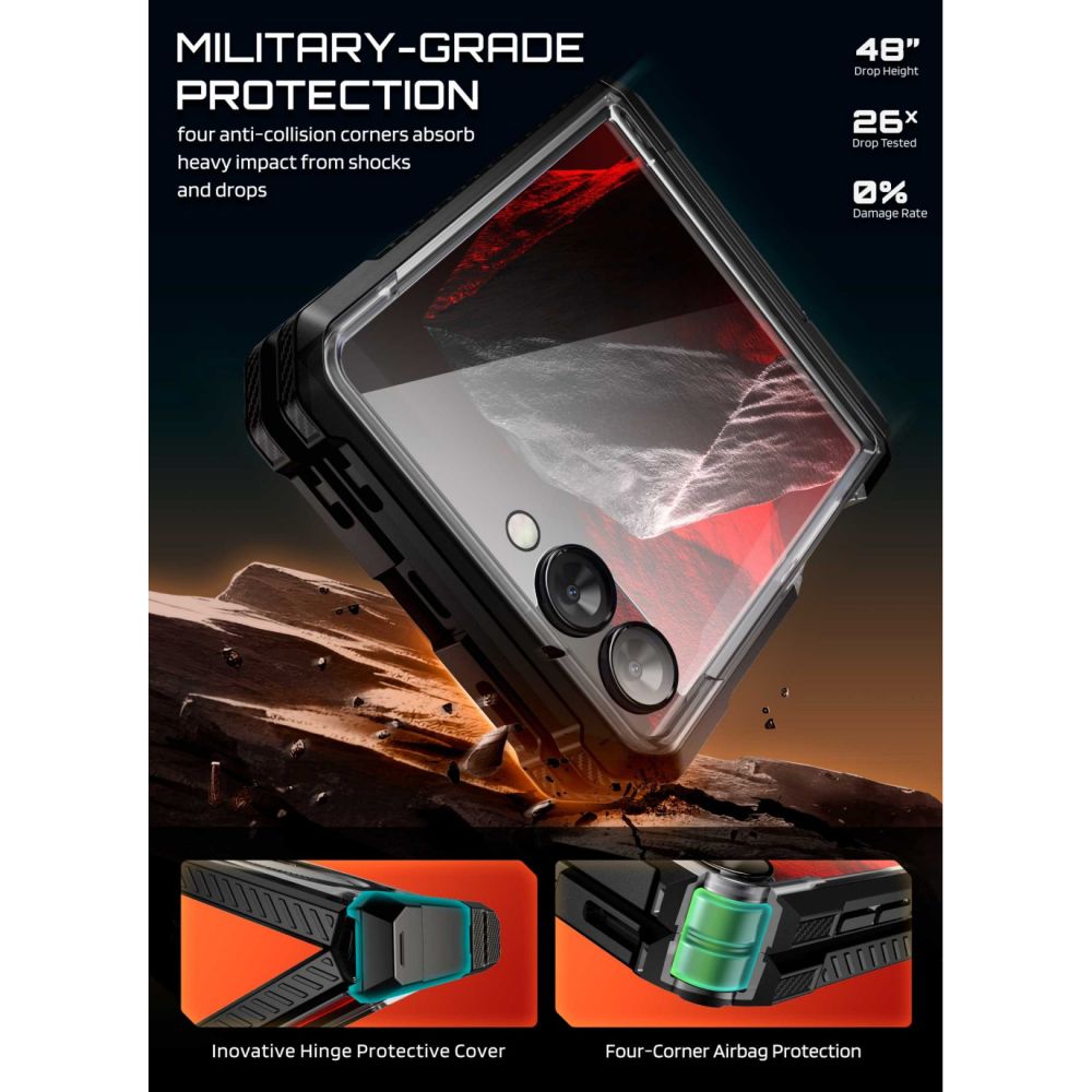 Supcase UB Grip Mag MagSafe -kotelo Samsung Galaxy Z Flip 8:lle – musta