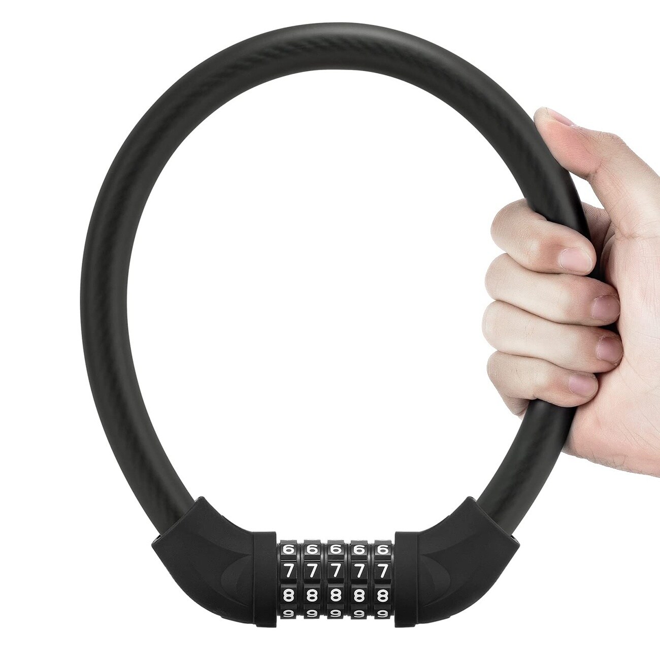 Rockbros RKS870-BK -pyörälukko, koodilukko, teräsköysi, 85 cm – musta