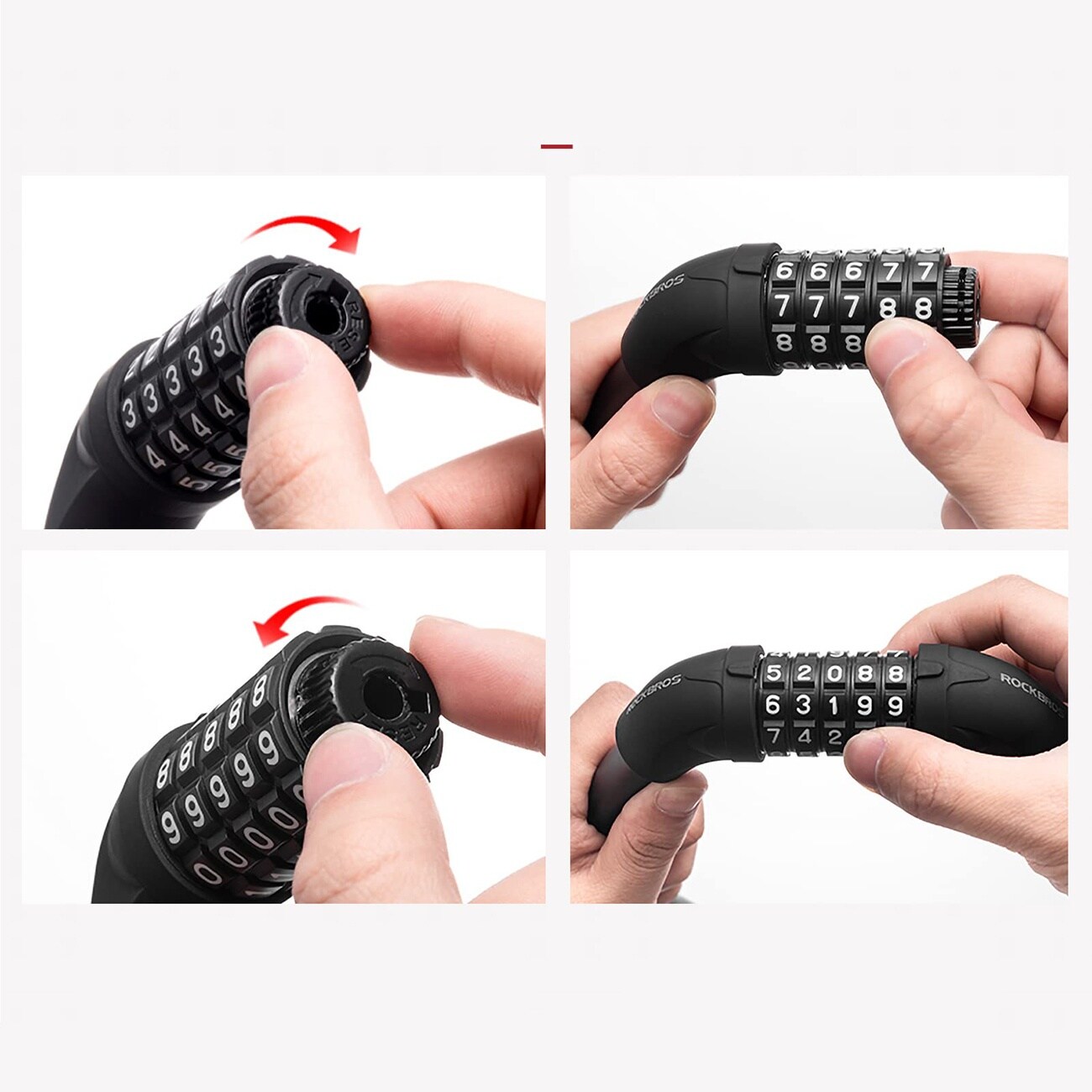 Rockbros RKS870-BK -pyörälukko, koodilukko, teräsköysi, 85 cm – musta