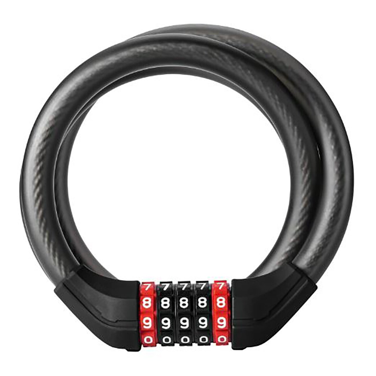 Rockbros RKS531 -polkupyörälukko, 5-numeroinen koodi, teräsköysi, 120 cm, LED-valolla – musta
