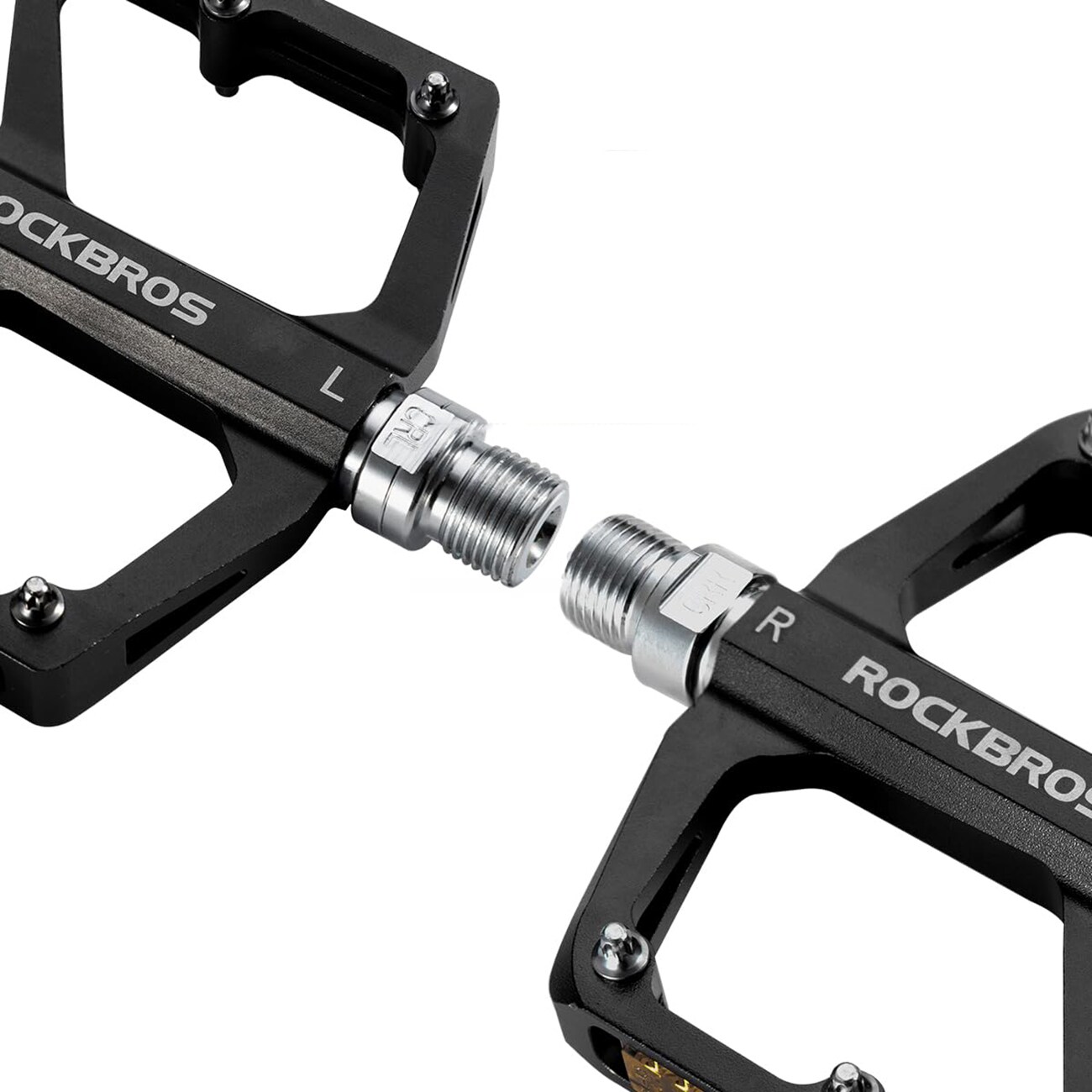Rockbros K371 heijastavat alumiiniset polkupyörän polkimet, joissa on tiivistetyt laakerit – mustat