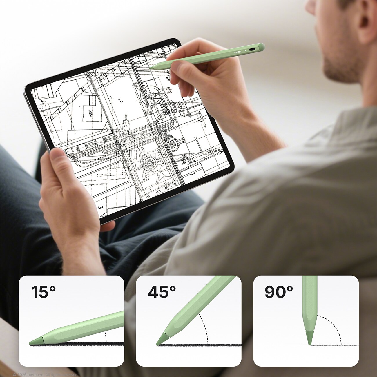 Metapen A8 Active Stylus -kynä iPadille, USB-C - vihreä